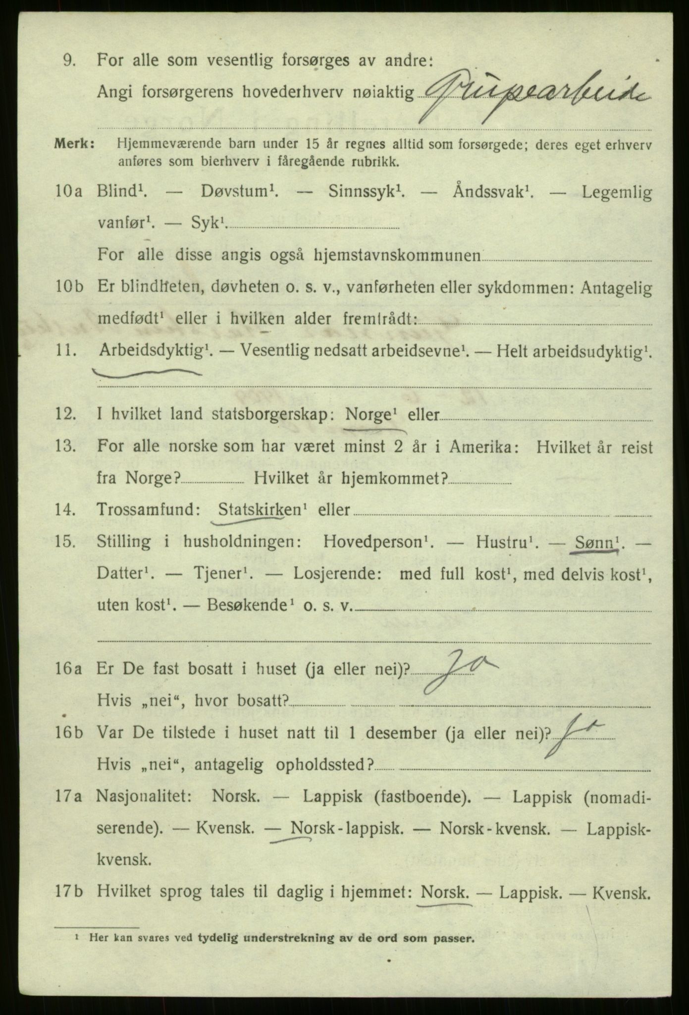 SATØ, 1920 census for Tromsø, 1920, p. 25152