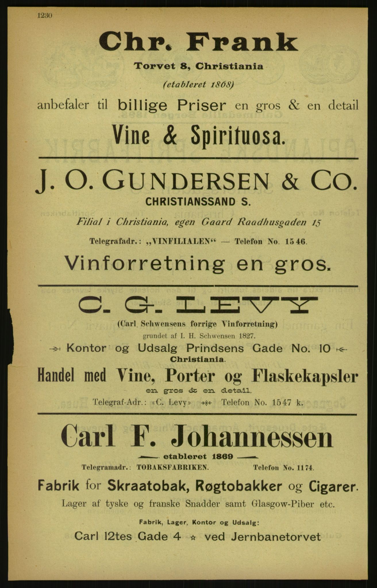 Kristiania/Oslo adressebok, PUBL/-, 1900, p. 1230