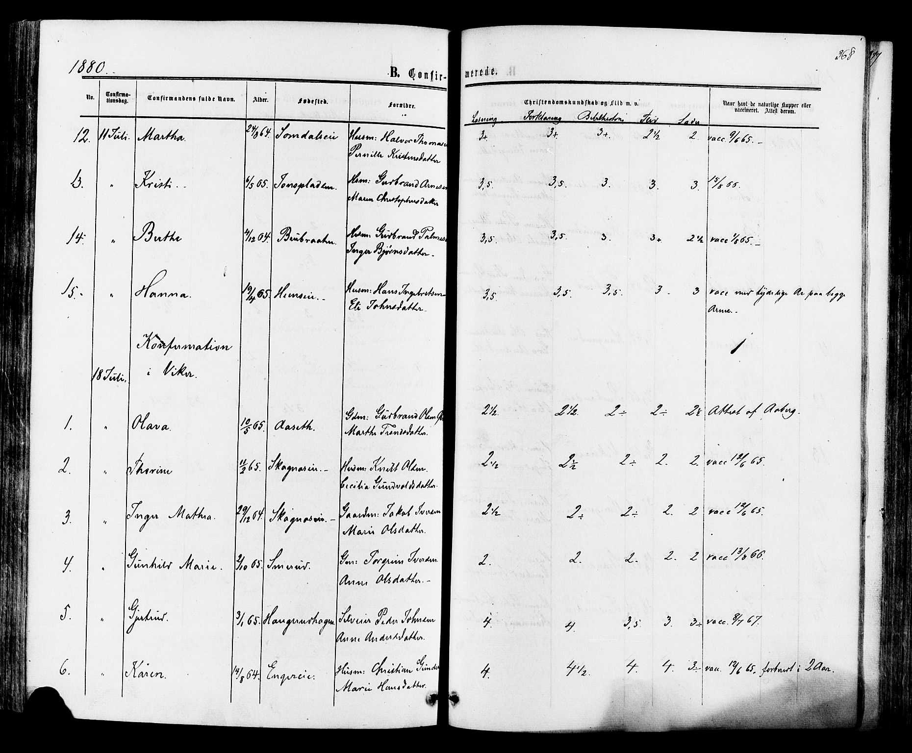 Ådal kirkebøker, SAKO/A-248/F/Fa/L0001: Parish register (official) no. I 1, 1857-1883, p. 368