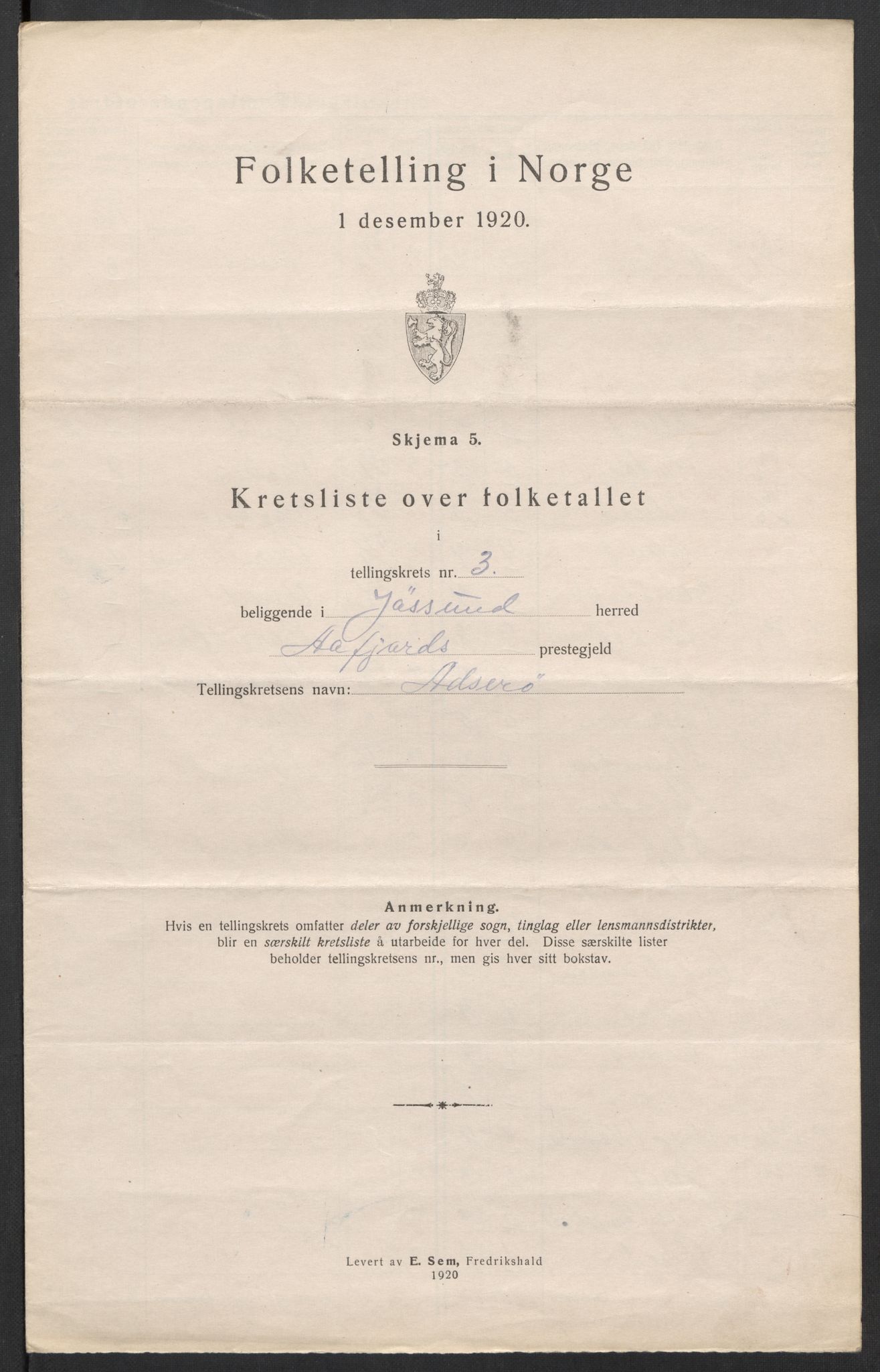 SAT, 1920 census for Jøssund, 1920, p. 17