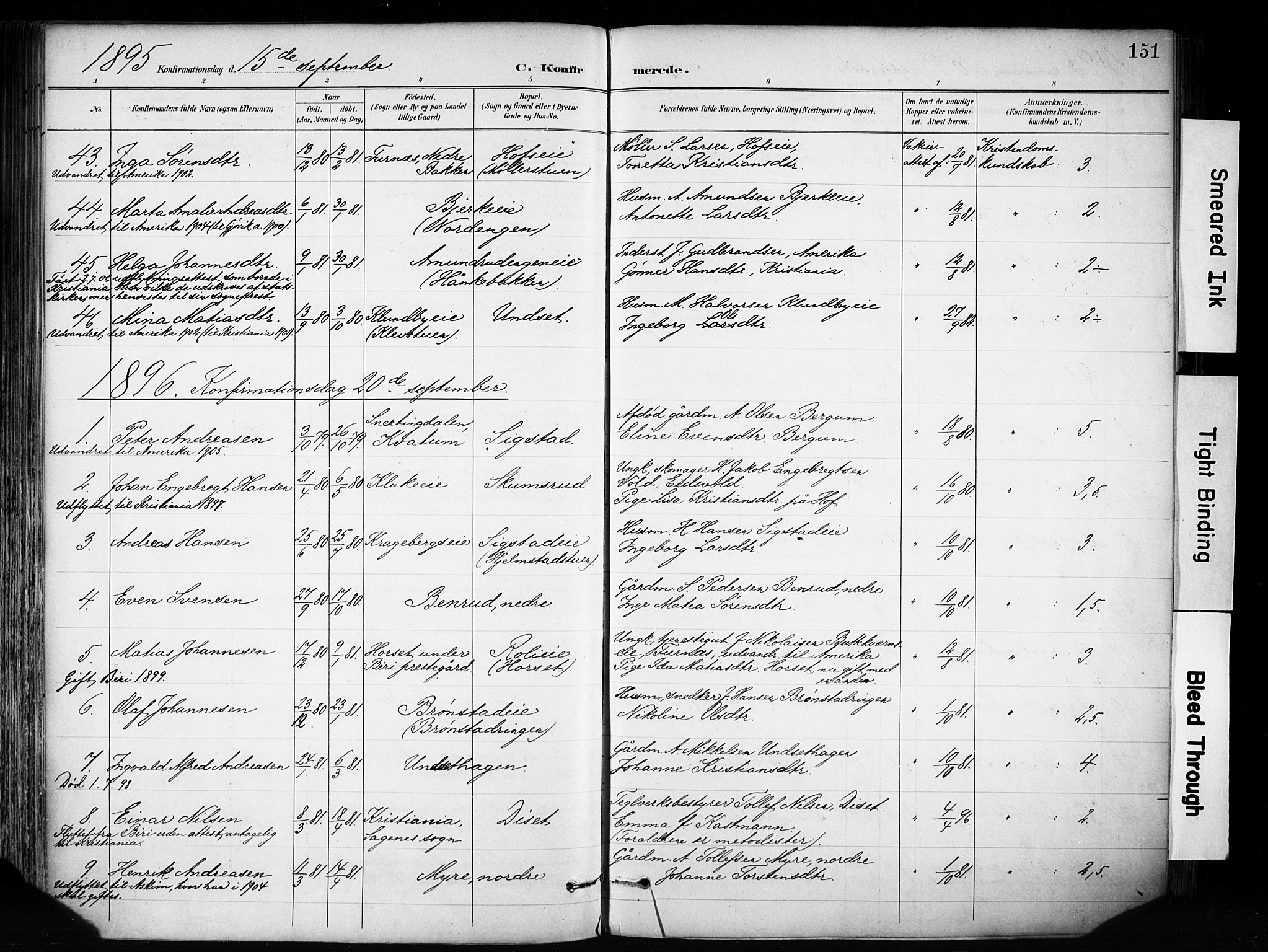 Biri prestekontor, SAH/PREST-096/H/Ha/Haa/L0009: Parish register (official) no. 9, 1887-1900, p. 151