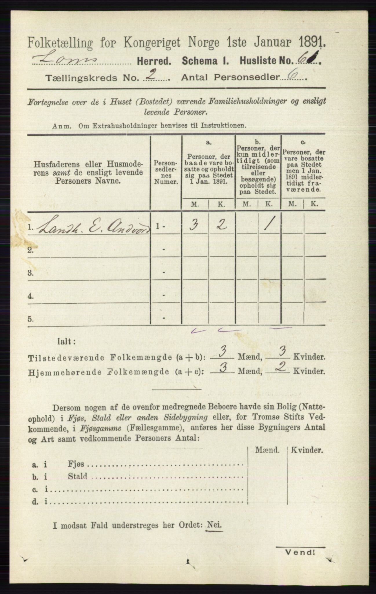 RA, 1891 census for 0514 Lom, 1891, p. 779