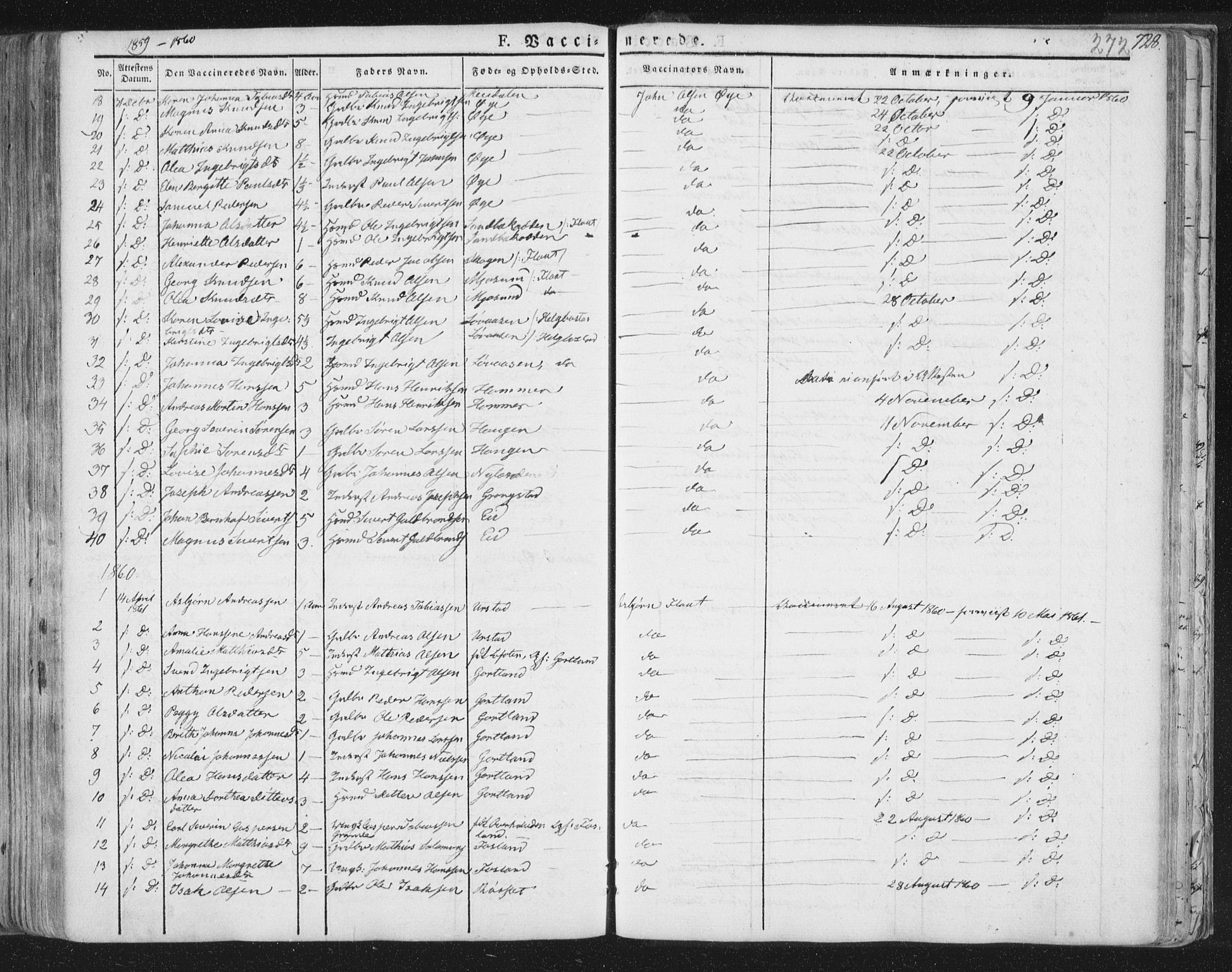 Ministerialprotokoller, klokkerbøker og fødselsregistre - Nord-Trøndelag, SAT/A-1458/758/L0513: Parish register (official) no. 758A02 /1, 1839-1868, p. 272
