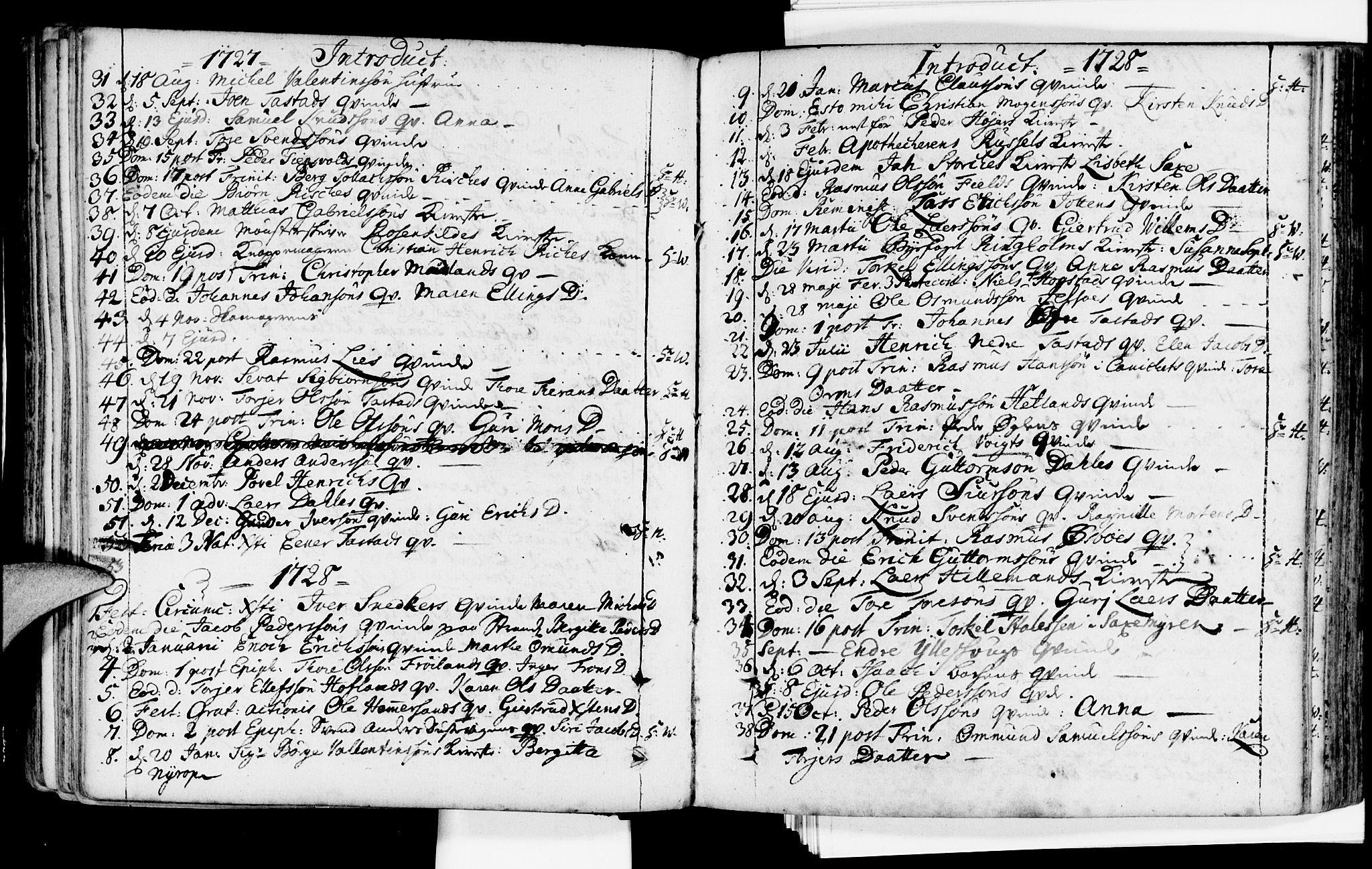 Domkirken sokneprestkontor, SAST/A-101812/001/30/30BA/L0002: Parish register (official) no. A 2 /1, 1727-1738