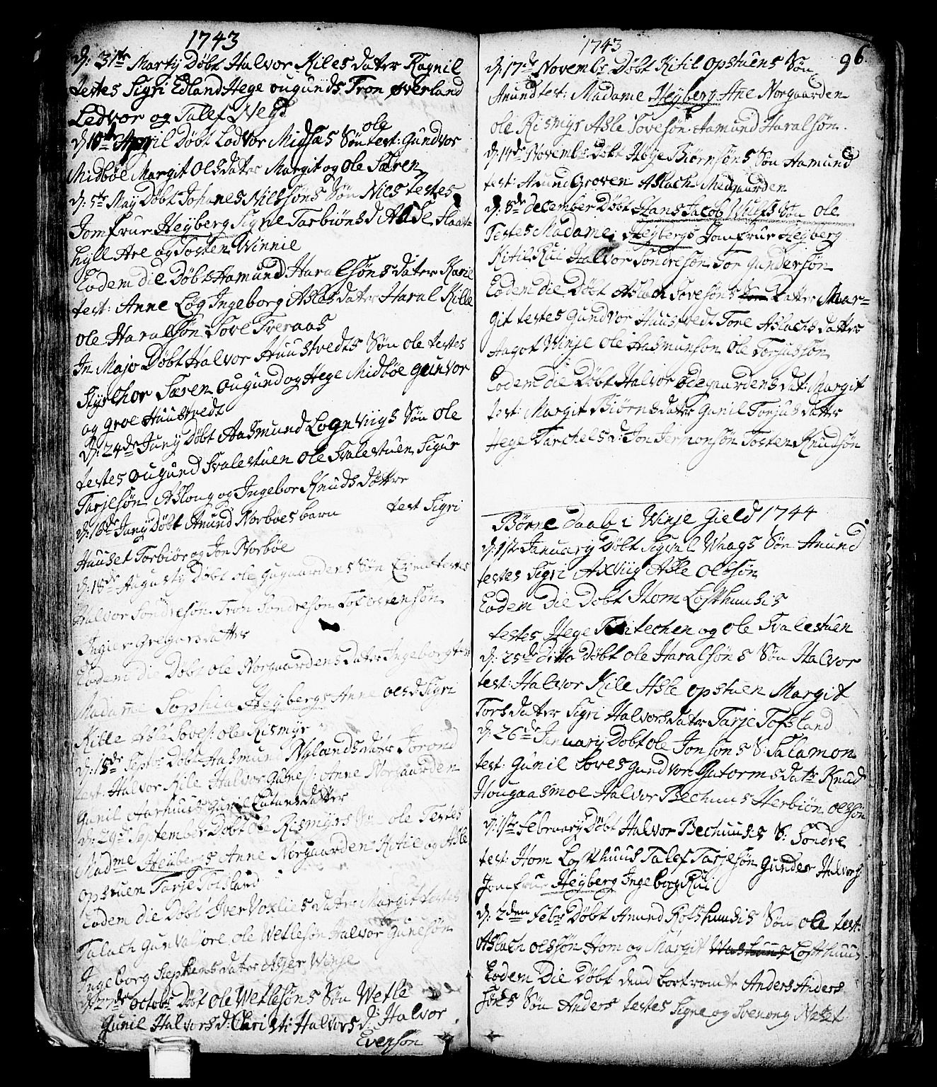 Vinje kirkebøker, SAKO/A-312/F/Fa/L0001: Parish register (official) no. I 1, 1717-1766, p. 96