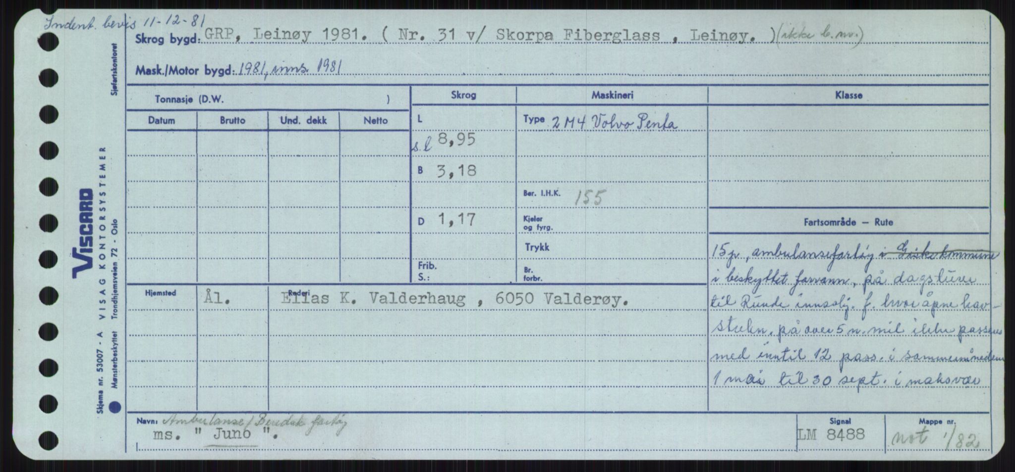 Sjøfartsdirektoratet med forløpere, Skipsmålingen, RA/S-1627/H/Ha/L0003/0001: Fartøy, Hilm-Mar / Fartøy, Hilm-Kol, p. 579