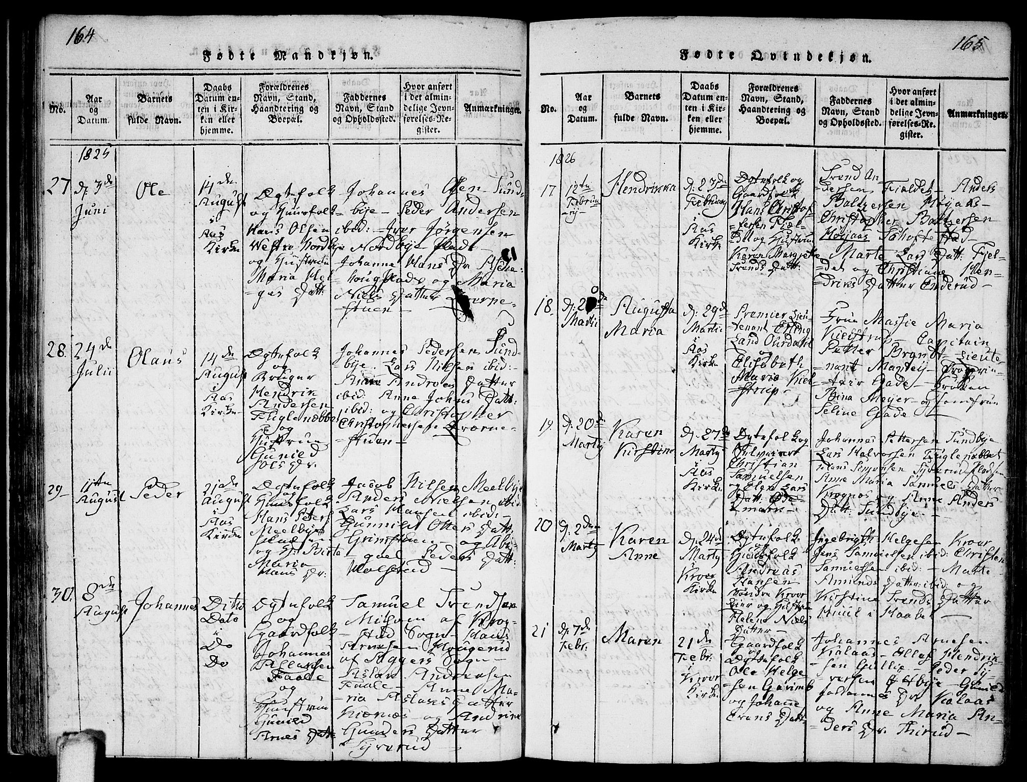 Ås prestekontor Kirkebøker, SAO/A-10894/F/Fa/L0004: Parish register (official) no. I 4, 1818-1826, p. 164-165