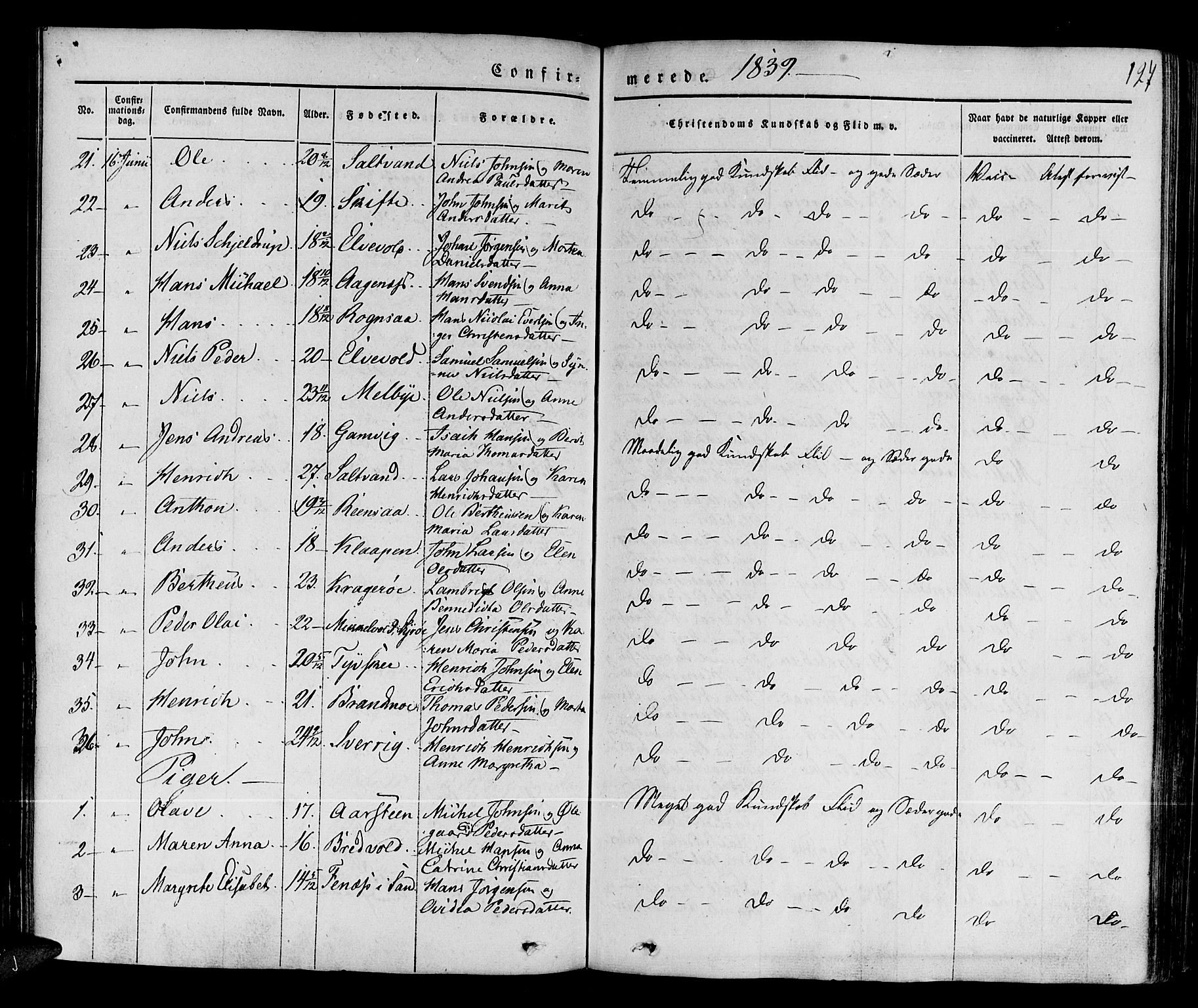 Ibestad sokneprestembete, AV/SATØ-S-0077/H/Ha/Haa/L0006kirke: Parish register (official) no. 6, 1837-1850, p. 127