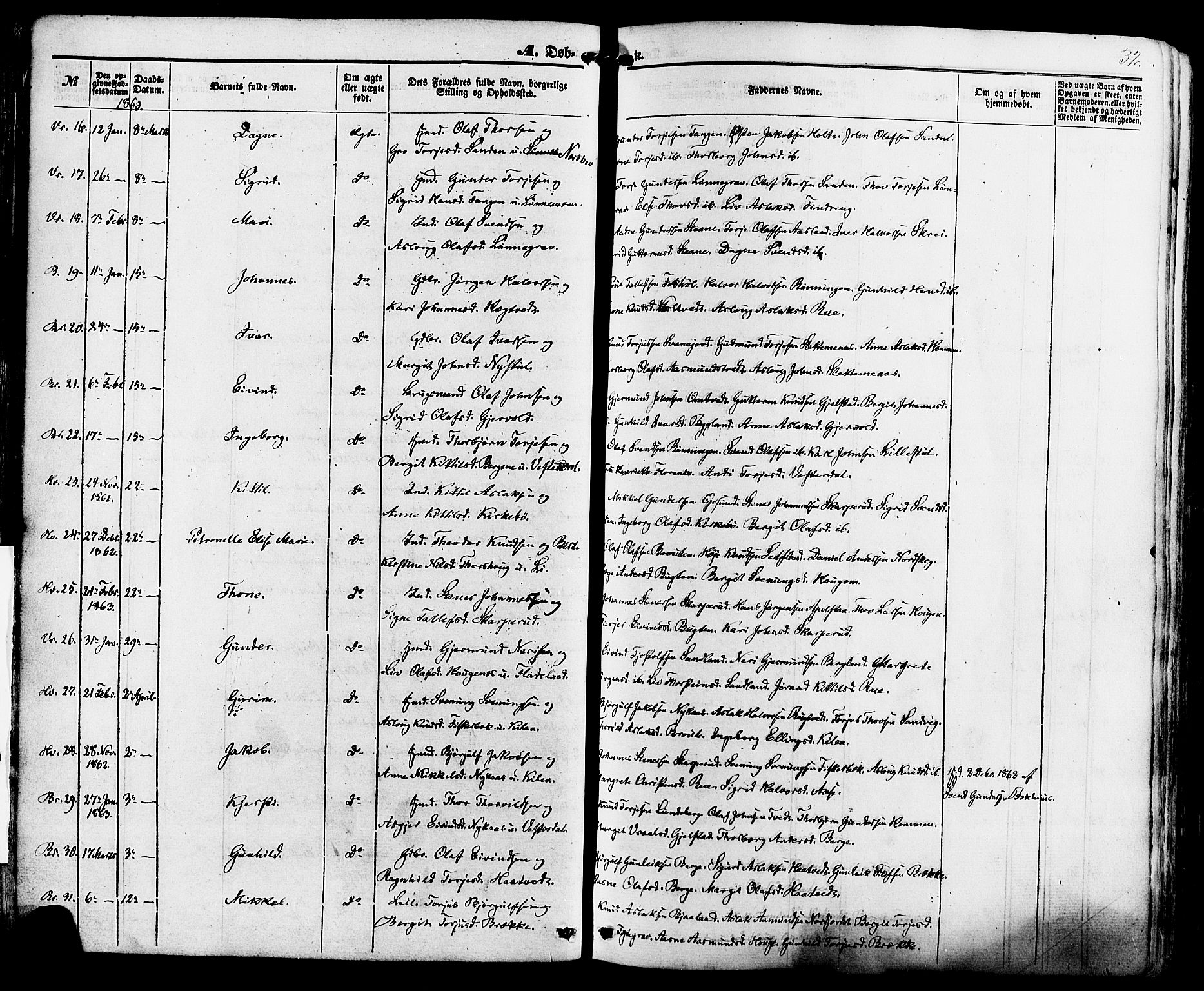 Kviteseid kirkebøker, SAKO/A-276/F/Fa/L0007: Parish register (official) no. I 7, 1859-1881, p. 32