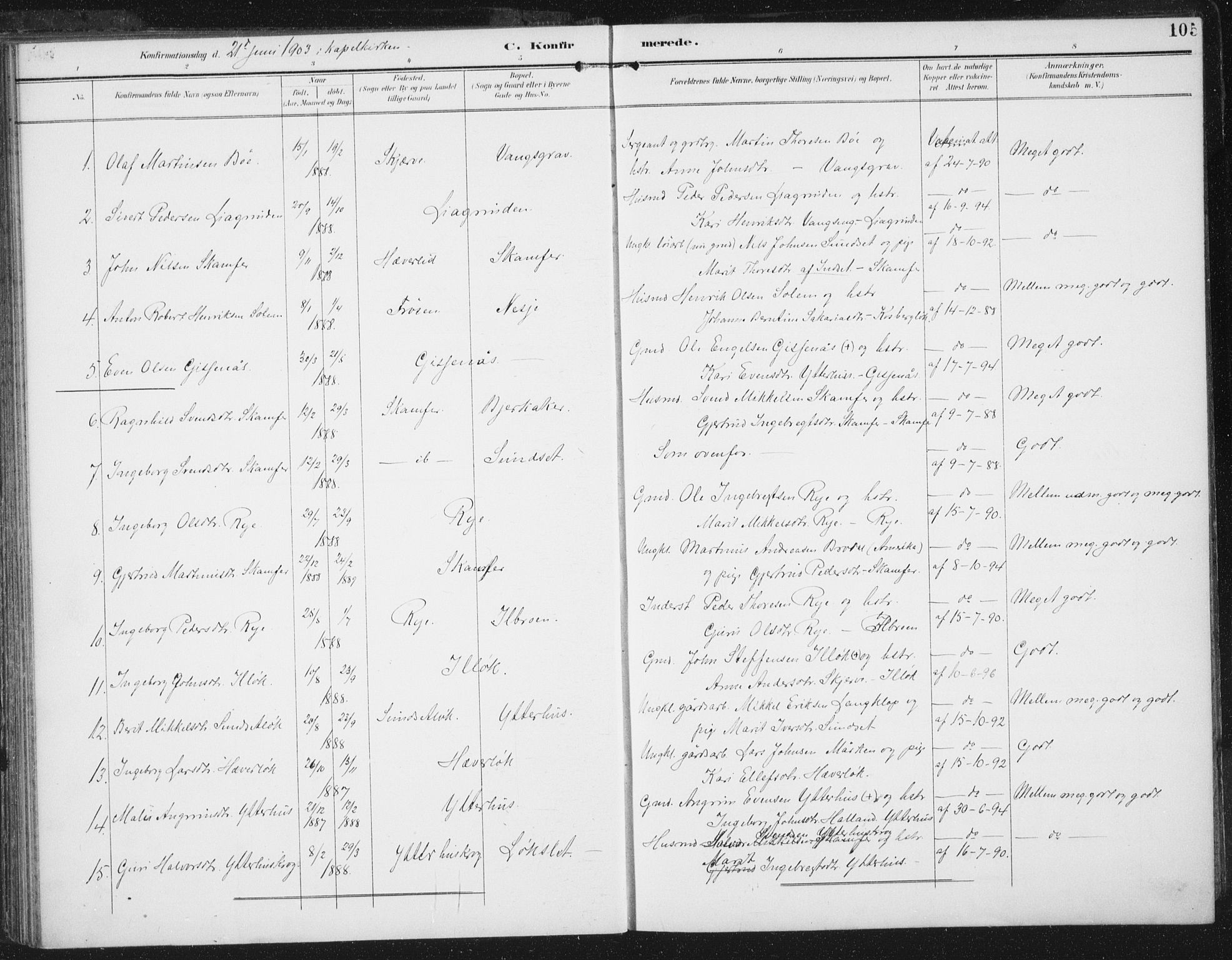 Ministerialprotokoller, klokkerbøker og fødselsregistre - Sør-Trøndelag, SAT/A-1456/674/L0872: Parish register (official) no. 674A04, 1897-1907, p. 105