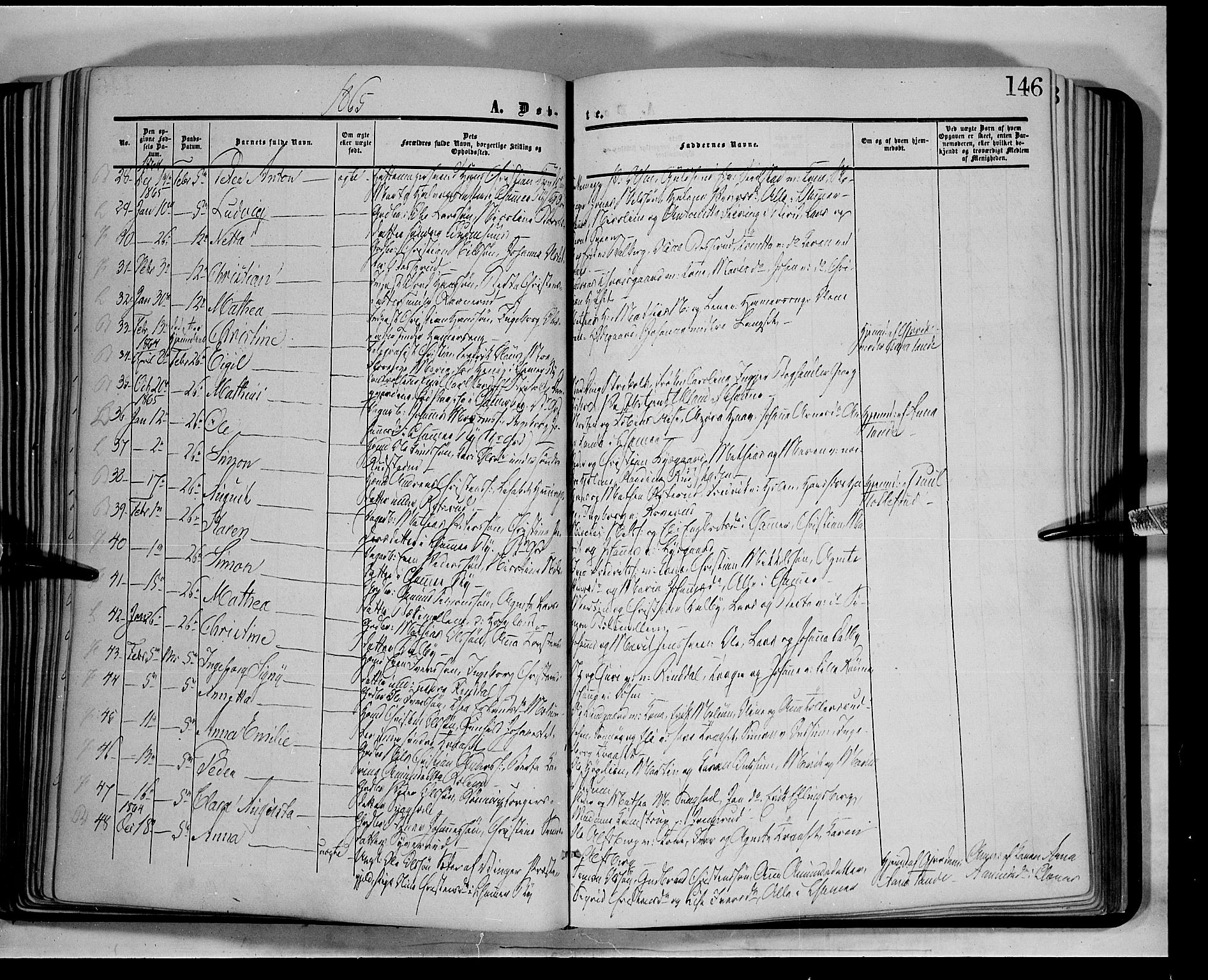 Fåberg prestekontor, AV/SAH-PREST-086/H/Ha/Haa/L0006: Parish register (official) no. 6A, 1855-1867, p. 146
