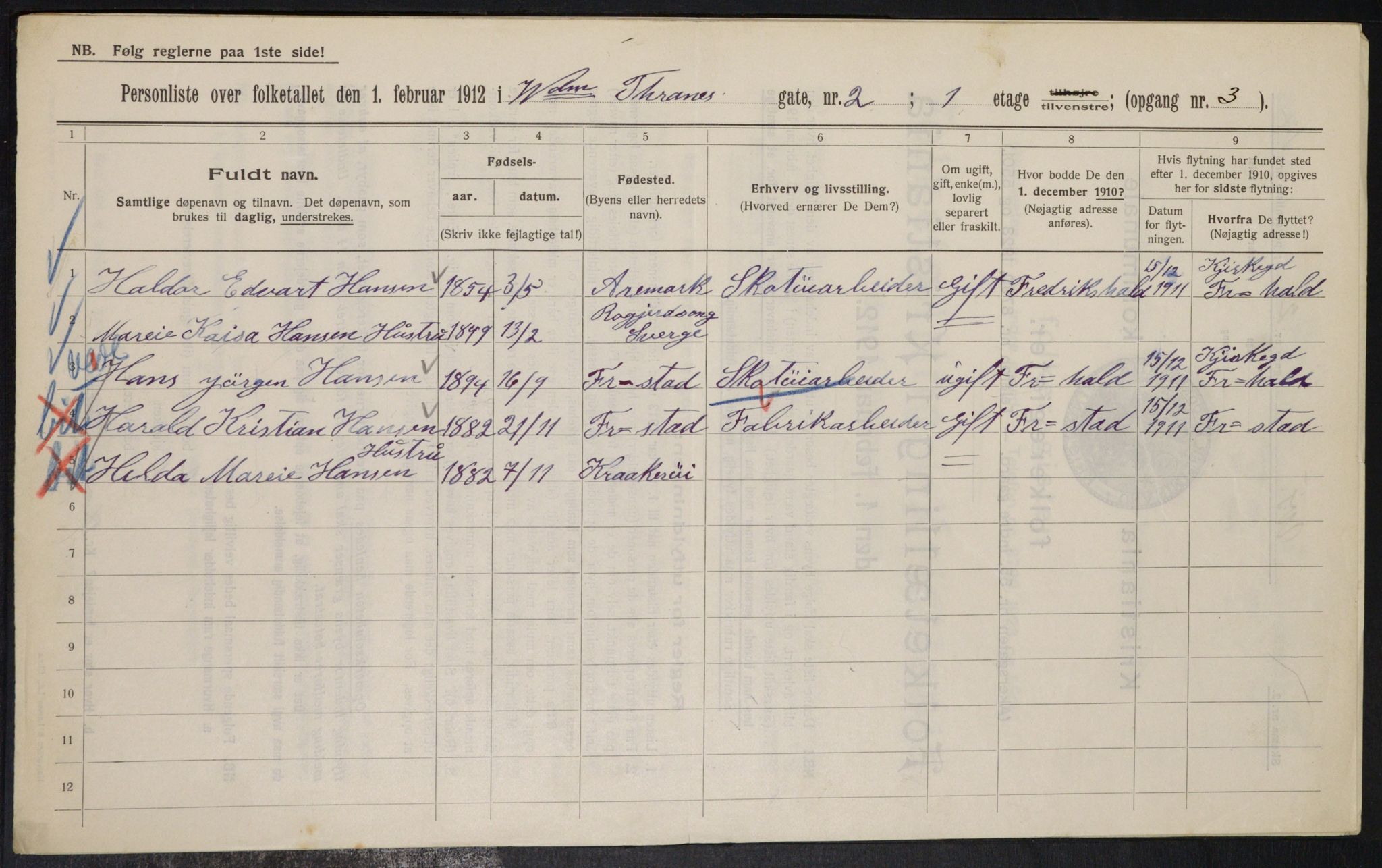 OBA, Municipal Census 1912 for Kristiania, 1912, p. 126237