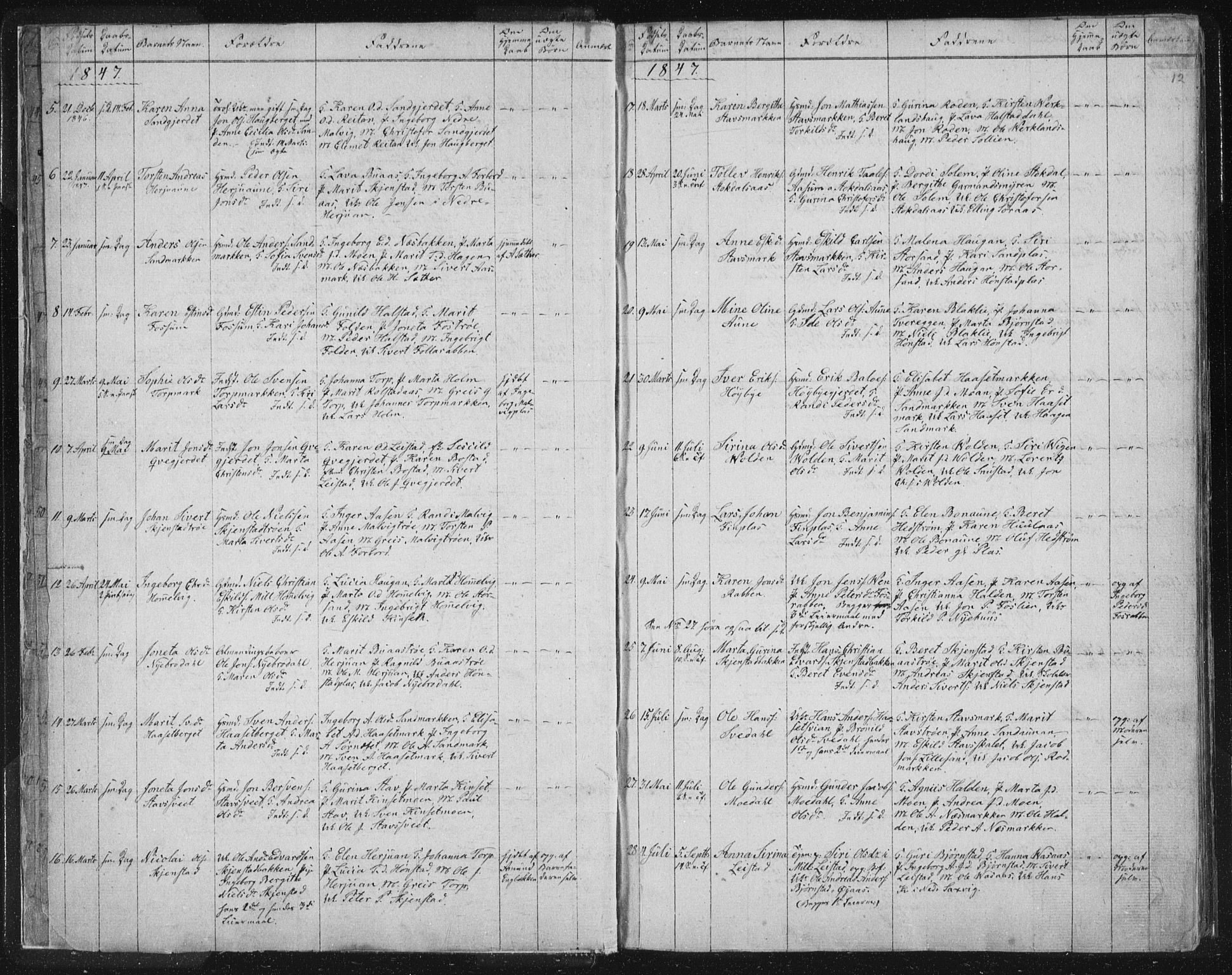 Ministerialprotokoller, klokkerbøker og fødselsregistre - Sør-Trøndelag, AV/SAT-A-1456/616/L0406: Parish register (official) no. 616A03, 1843-1879, p. 12