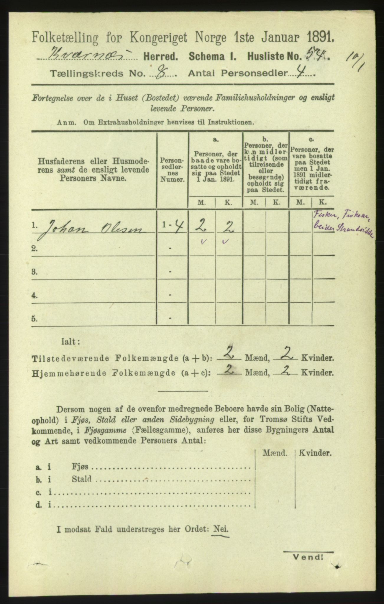 RA, 1891 census for 1553 Kvernes, 1891, p. 3510