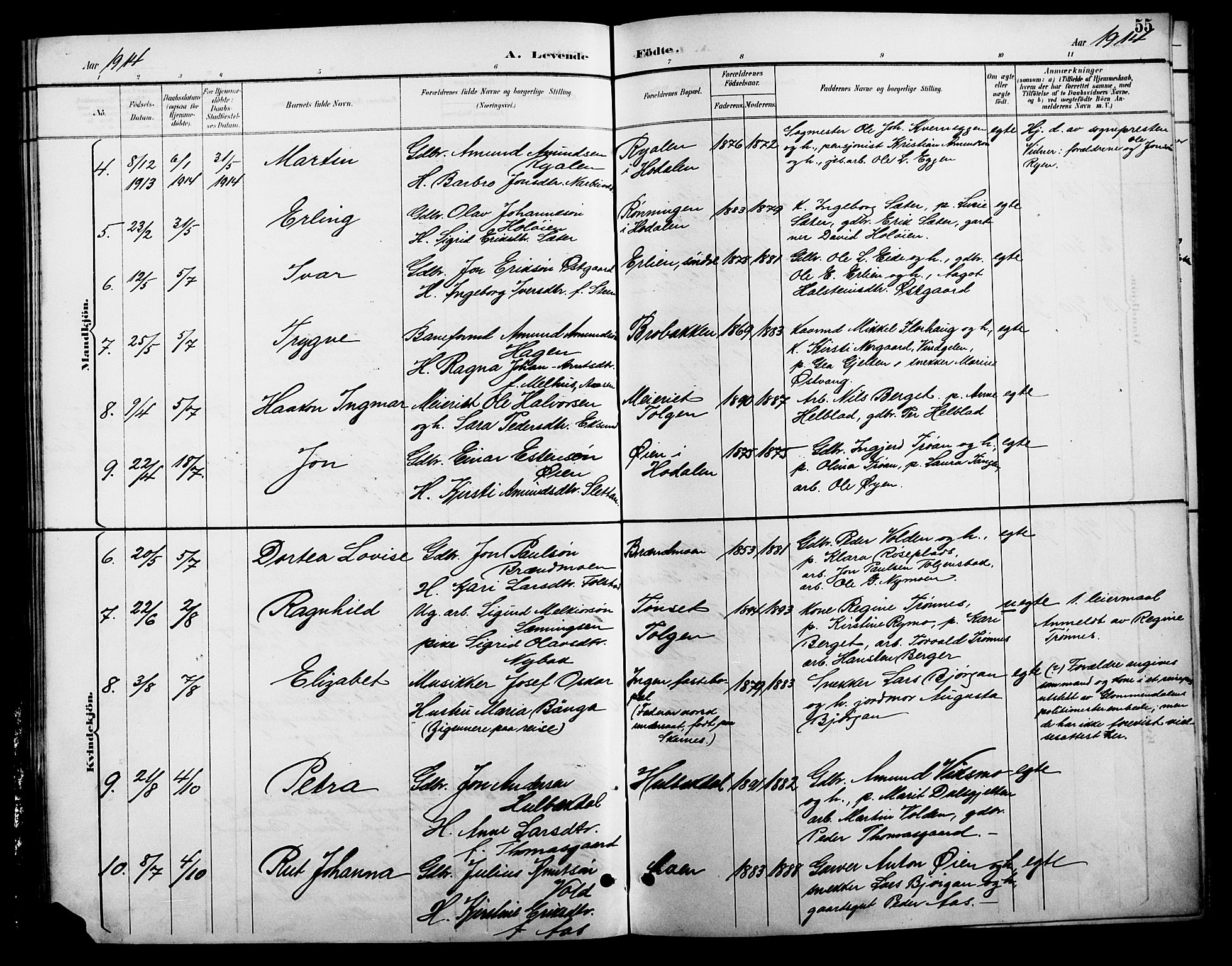 Tolga prestekontor, SAH/PREST-062/L/L0009: Parish register (copy) no. 9, 1892-1919, p. 55