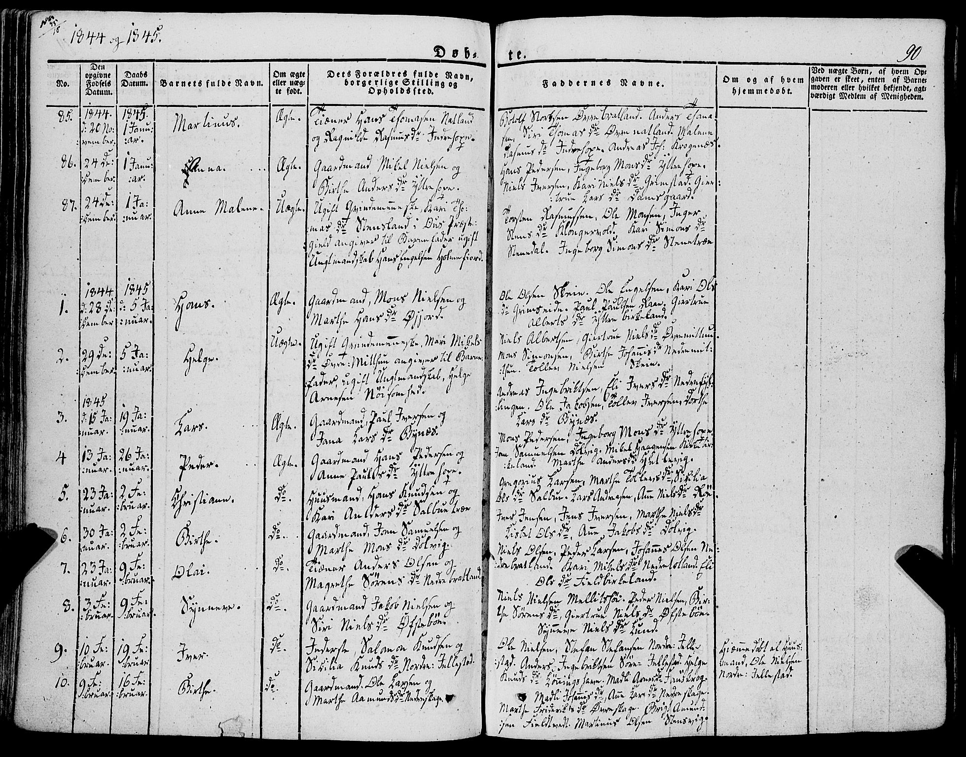 Fana Sokneprestembete, SAB/A-75101/H/Haa/Haaa/L0008: Parish register (official) no. A 8, 1829-1851, p. 90