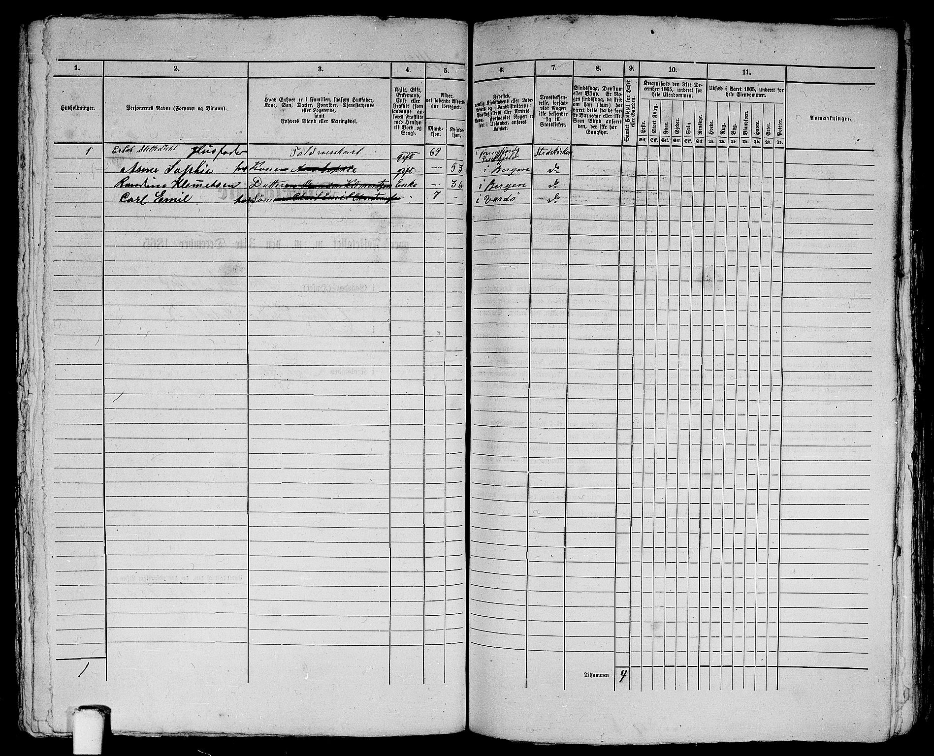 RA, 1865 census for Bergen, 1865, p. 322