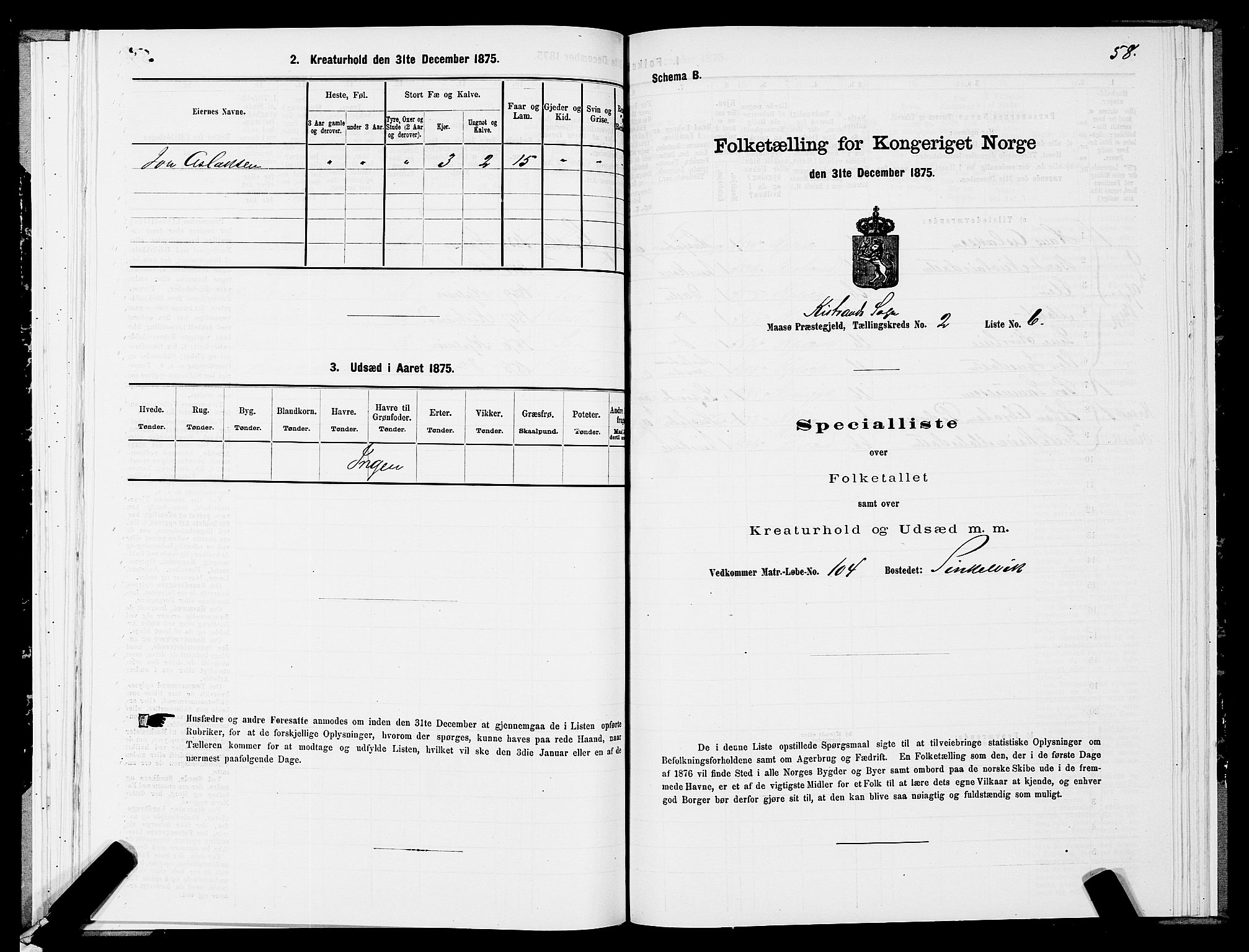 SATØ, 1875 census for 2018P Måsøy, 1875, p. 2058