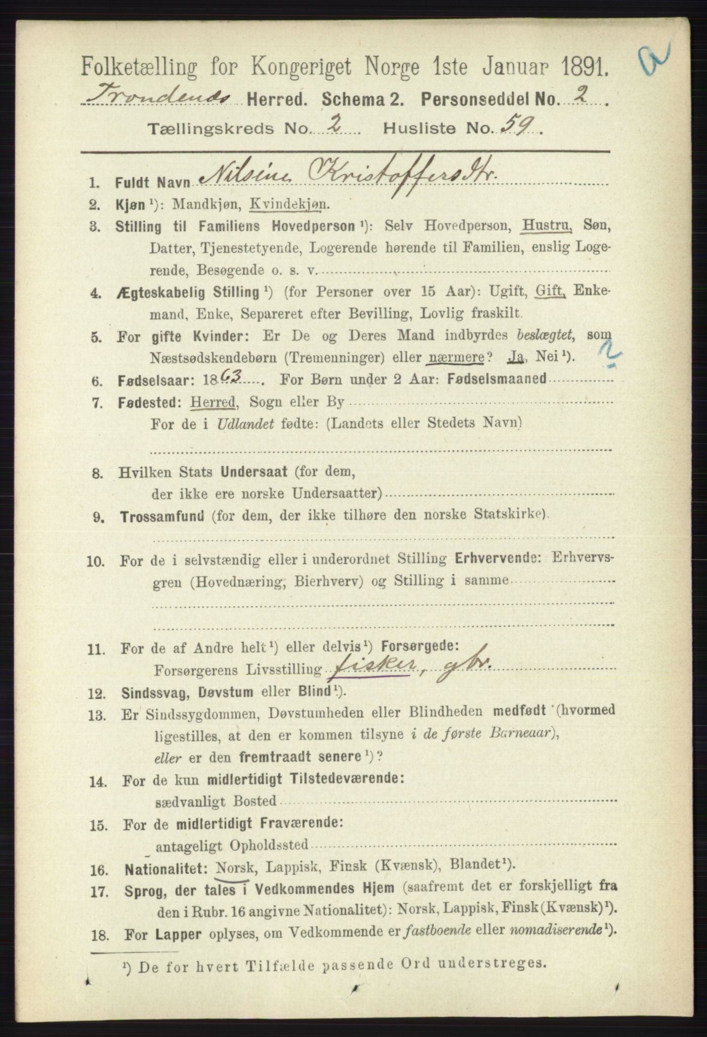 RA, 1891 census for 1914 Trondenes, 1891, p. 1026