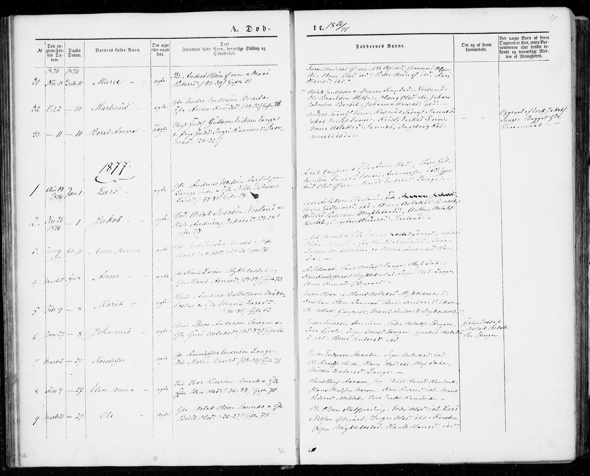 Ministerialprotokoller, klokkerbøker og fødselsregistre - Møre og Romsdal, SAT/A-1454/554/L0643: Parish register (official) no. 554A01, 1846-1879, p. 45