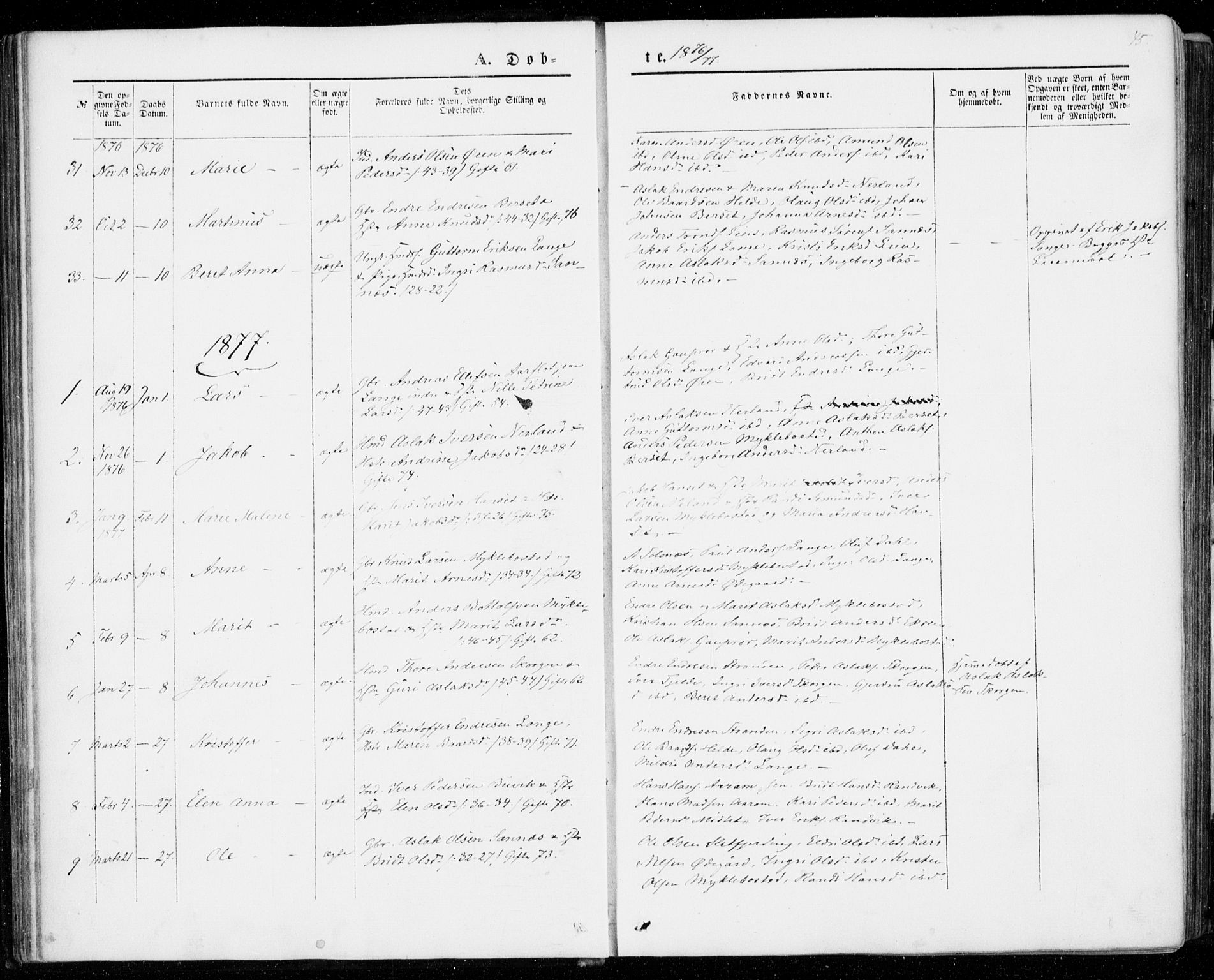 Ministerialprotokoller, klokkerbøker og fødselsregistre - Møre og Romsdal, AV/SAT-A-1454/554/L0643: Parish register (official) no. 554A01, 1846-1879, p. 45