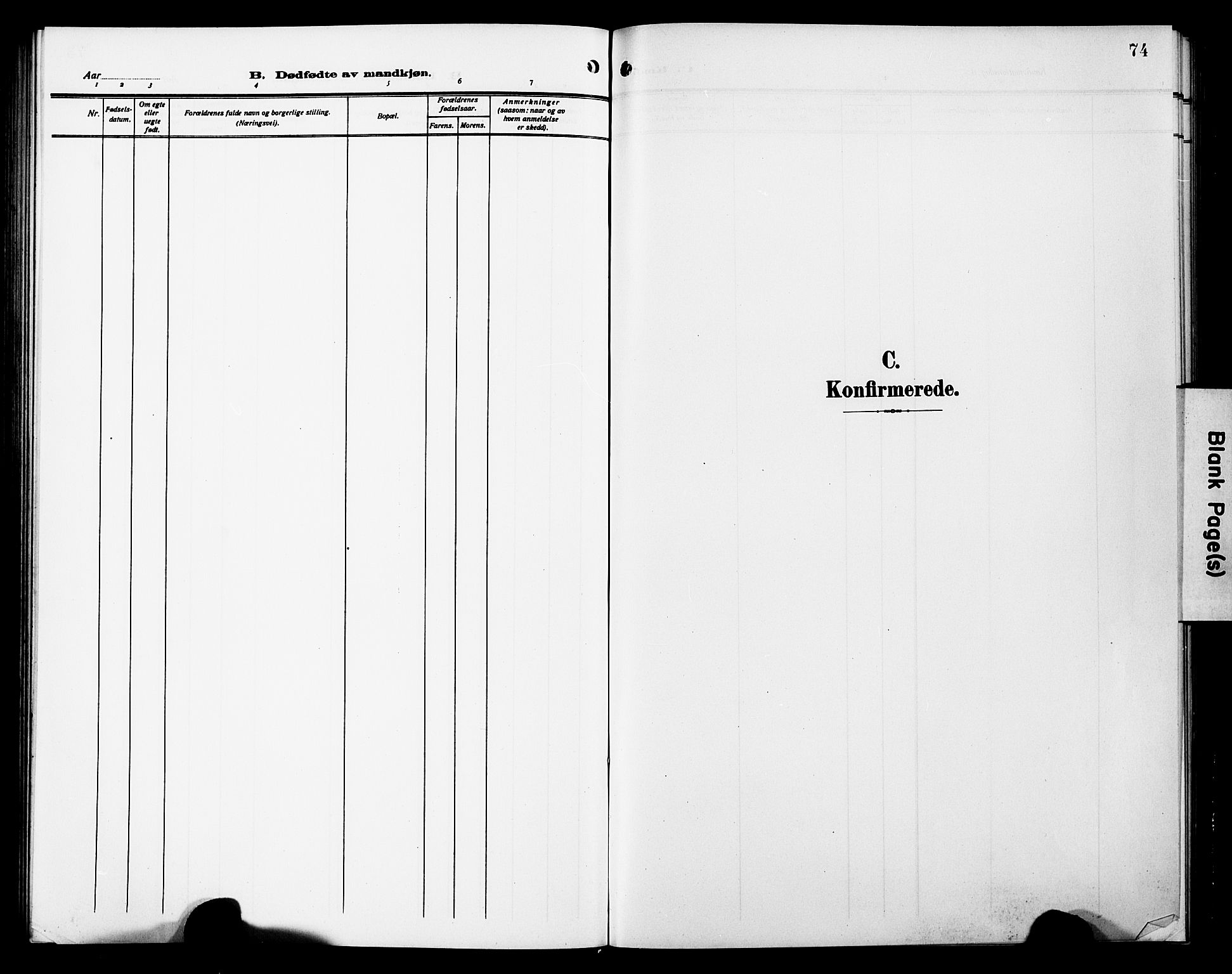 Ministerialprotokoller, klokkerbøker og fødselsregistre - Sør-Trøndelag, SAT/A-1456/698/L1168: Parish register (copy) no. 698C05, 1908-1930, p. 74