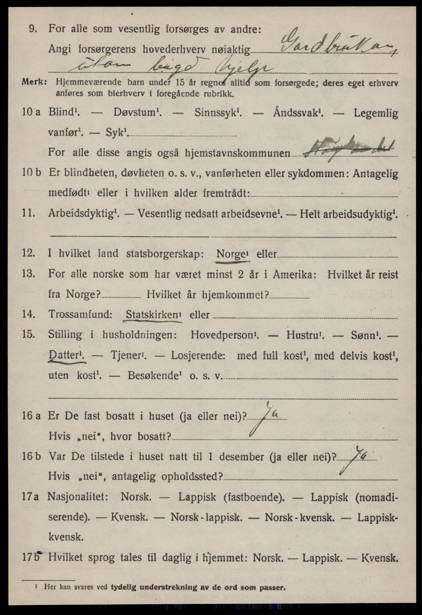 SAT, 1920 census for Hølonda, 1920, p. 2342