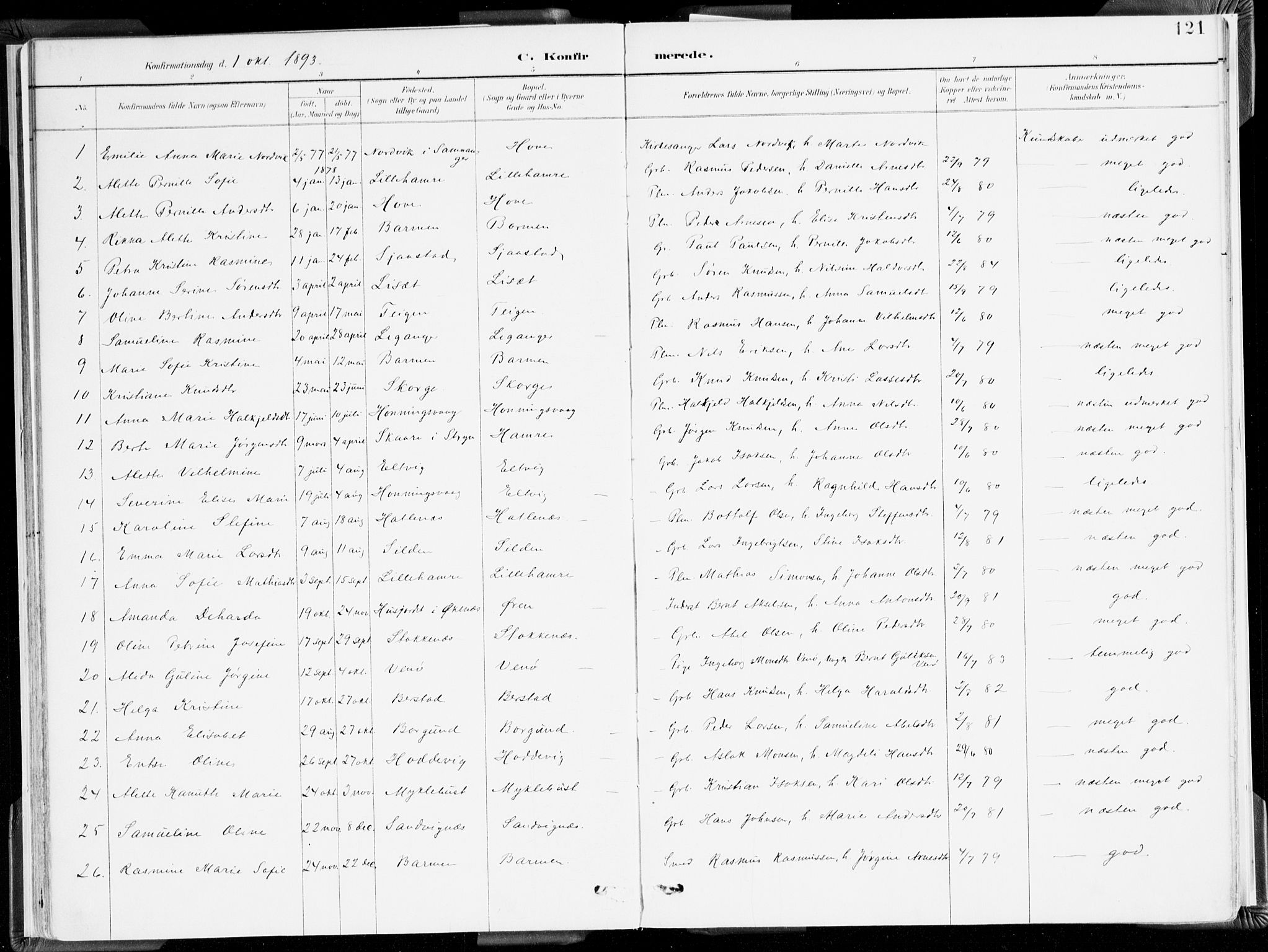 Selje sokneprestembete, AV/SAB-A-99938/H/Ha/Haa/Haab: Parish register (official) no. B 2, 1891-1907, p. 121