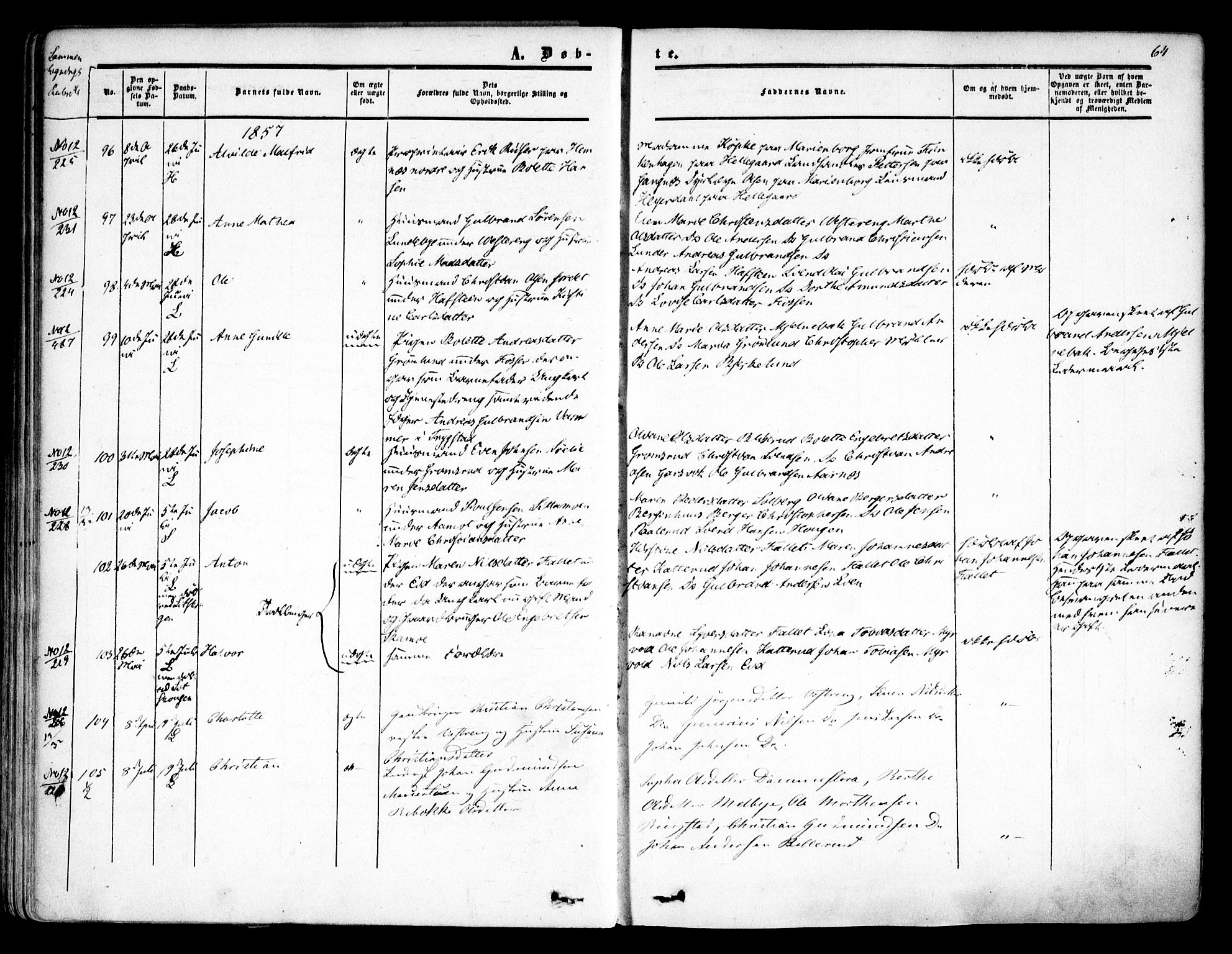 Høland prestekontor Kirkebøker, AV/SAO-A-10346a/F/Fa/L0010: Parish register (official) no. I 10, 1854-1861, p. 64