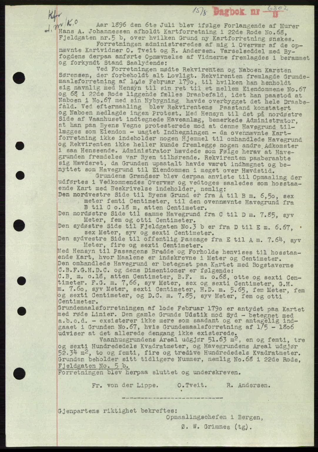 Byfogd og Byskriver i Bergen, AV/SAB-A-3401/03/03Bc/L0033: Mortgage book no. A26-27, 1950-1950, Diary no: : 6802/1950