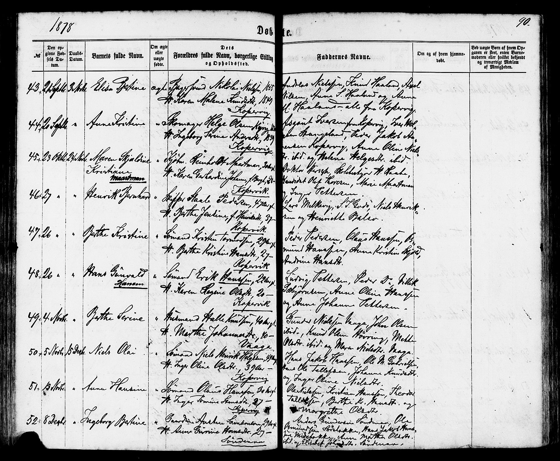 Avaldsnes sokneprestkontor, SAST/A -101851/H/Ha/Haa/L0011: Parish register (official) no. A 11, 1861-1880, p. 90