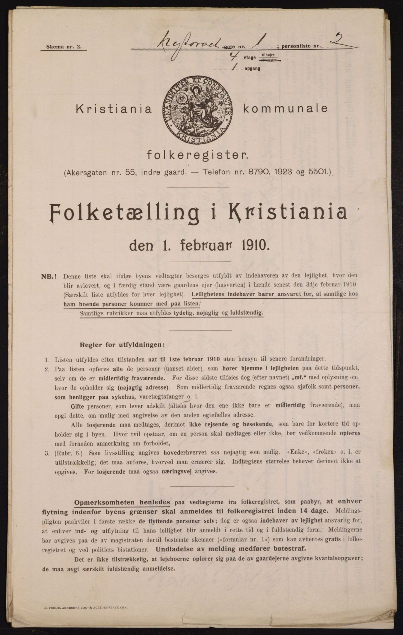 OBA, Municipal Census 1910 for Kristiania, 1910, p. 71479