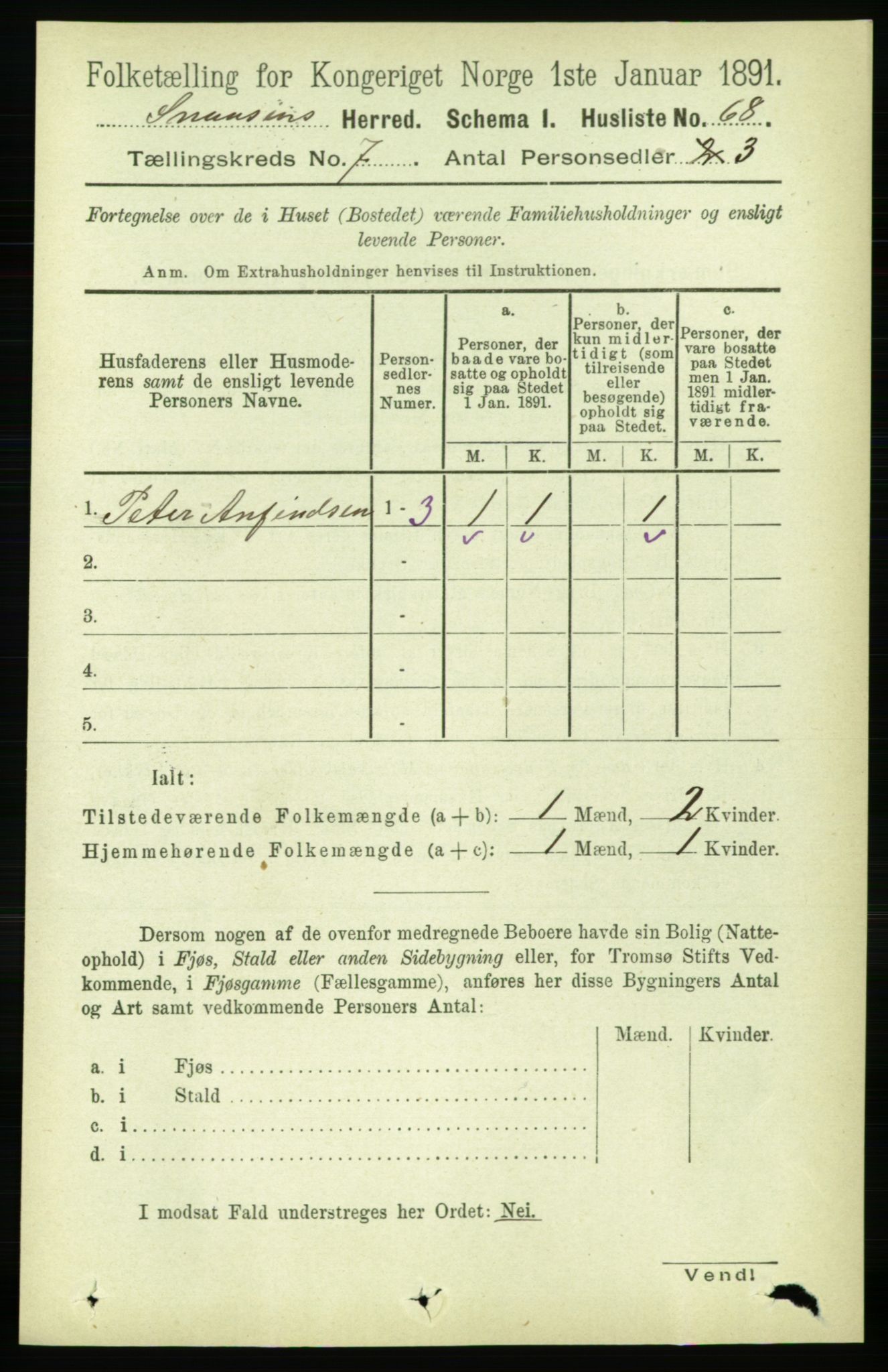 RA, 1891 census for 1736 Snåsa, 1891, p. 2342