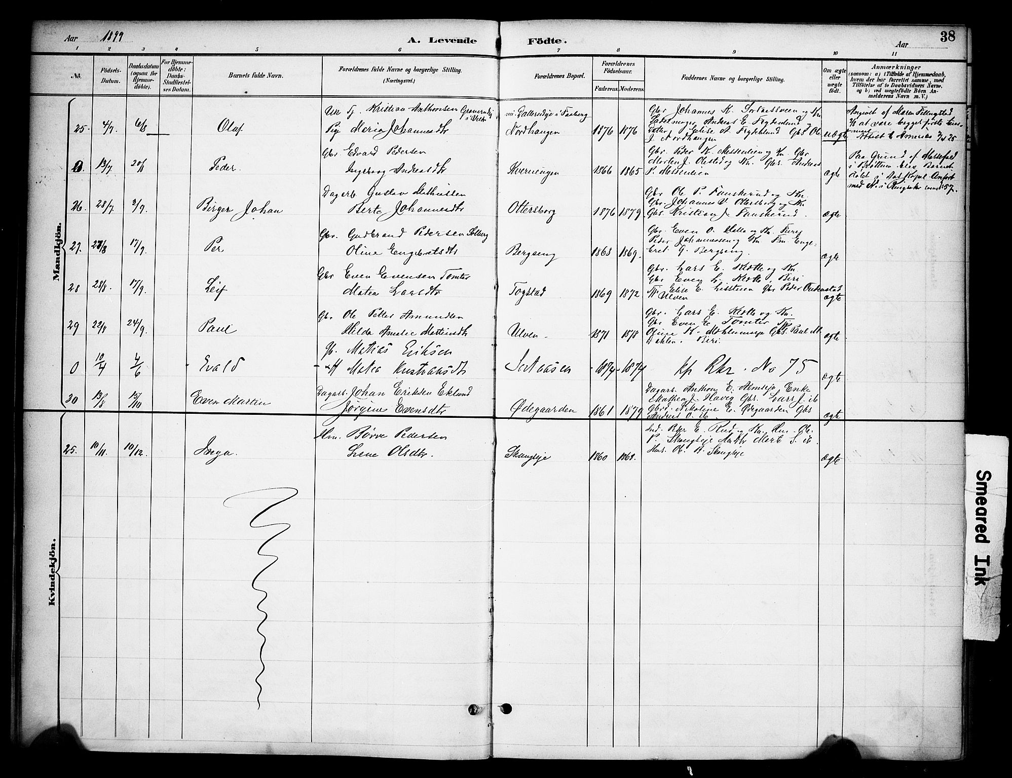 Ringsaker prestekontor, AV/SAH-PREST-014/K/Ka/L0015: Parish register (official) no. 15, 1891-1904, p. 38