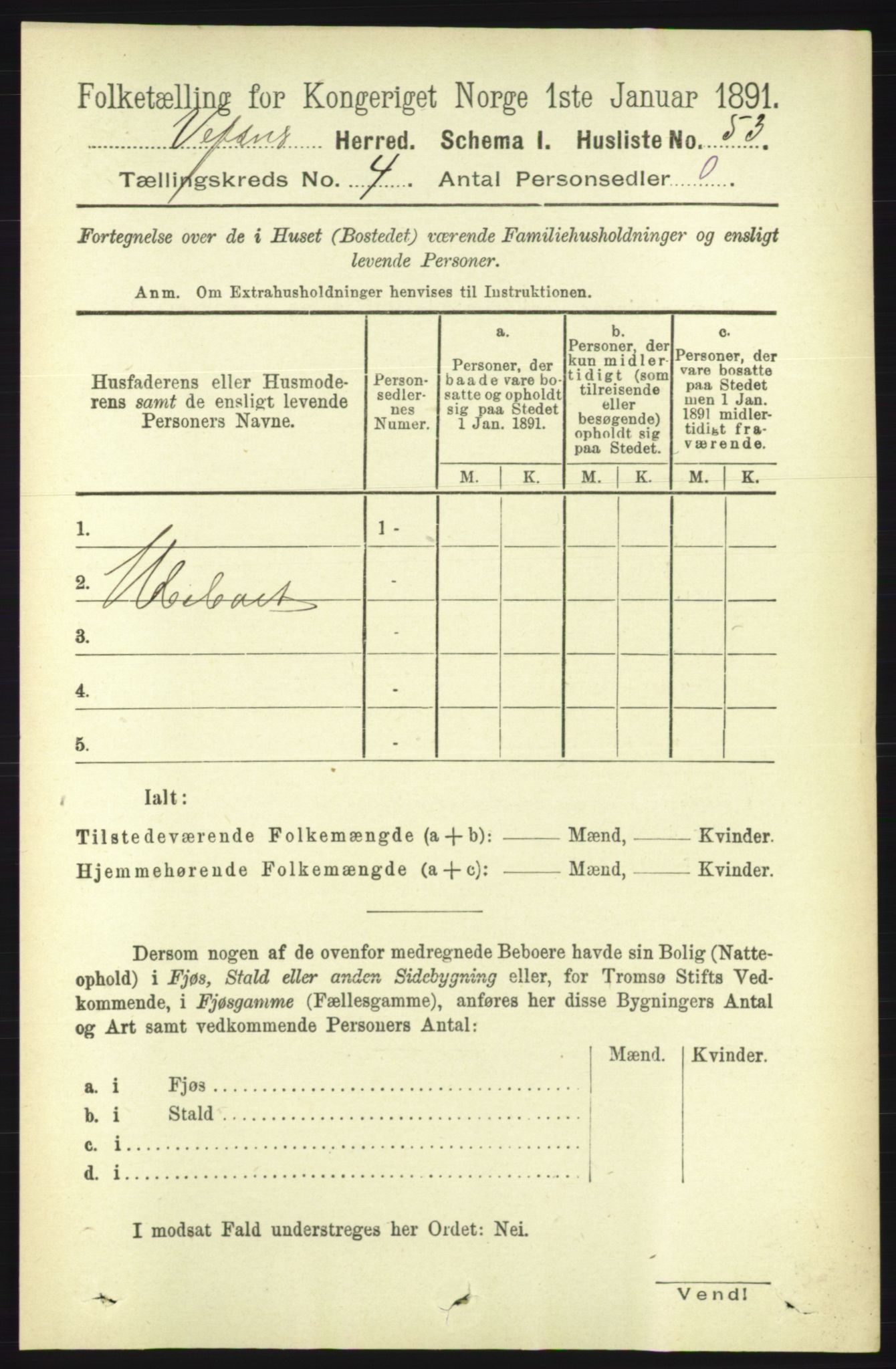 RA, 1891 census for 1824 Vefsn, 1891, p. 1615