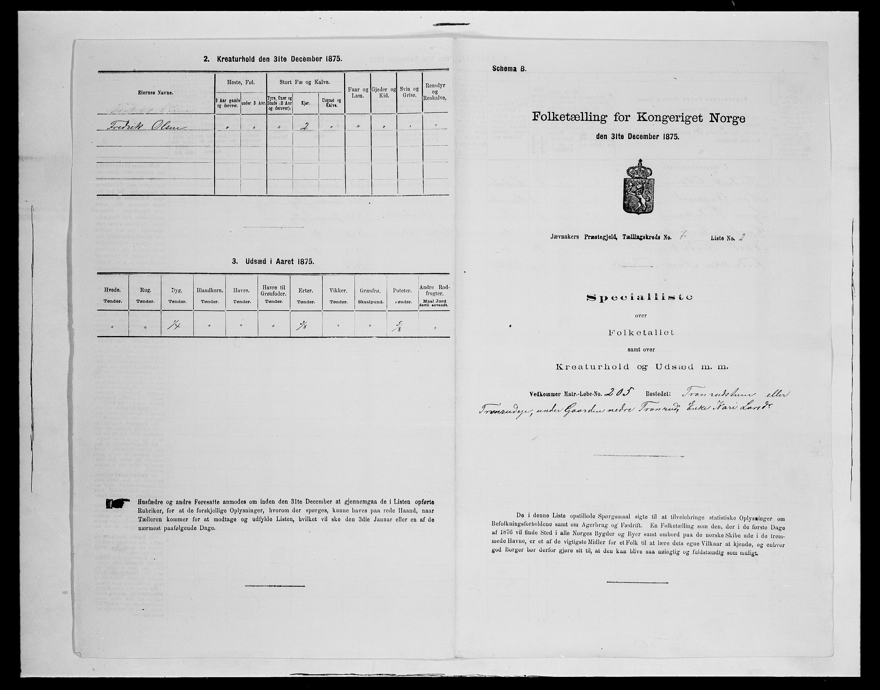 SAH, 1875 census for 0532P Jevnaker, 1875, p. 1158