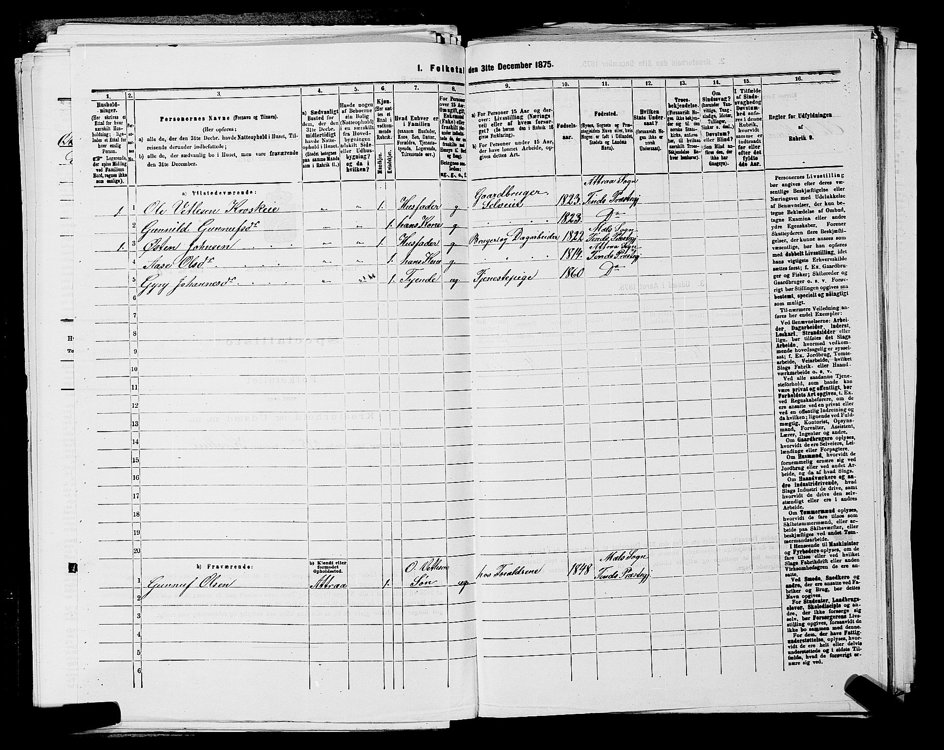 SAKO, 1875 census for 0826P Tinn, 1875, p. 824