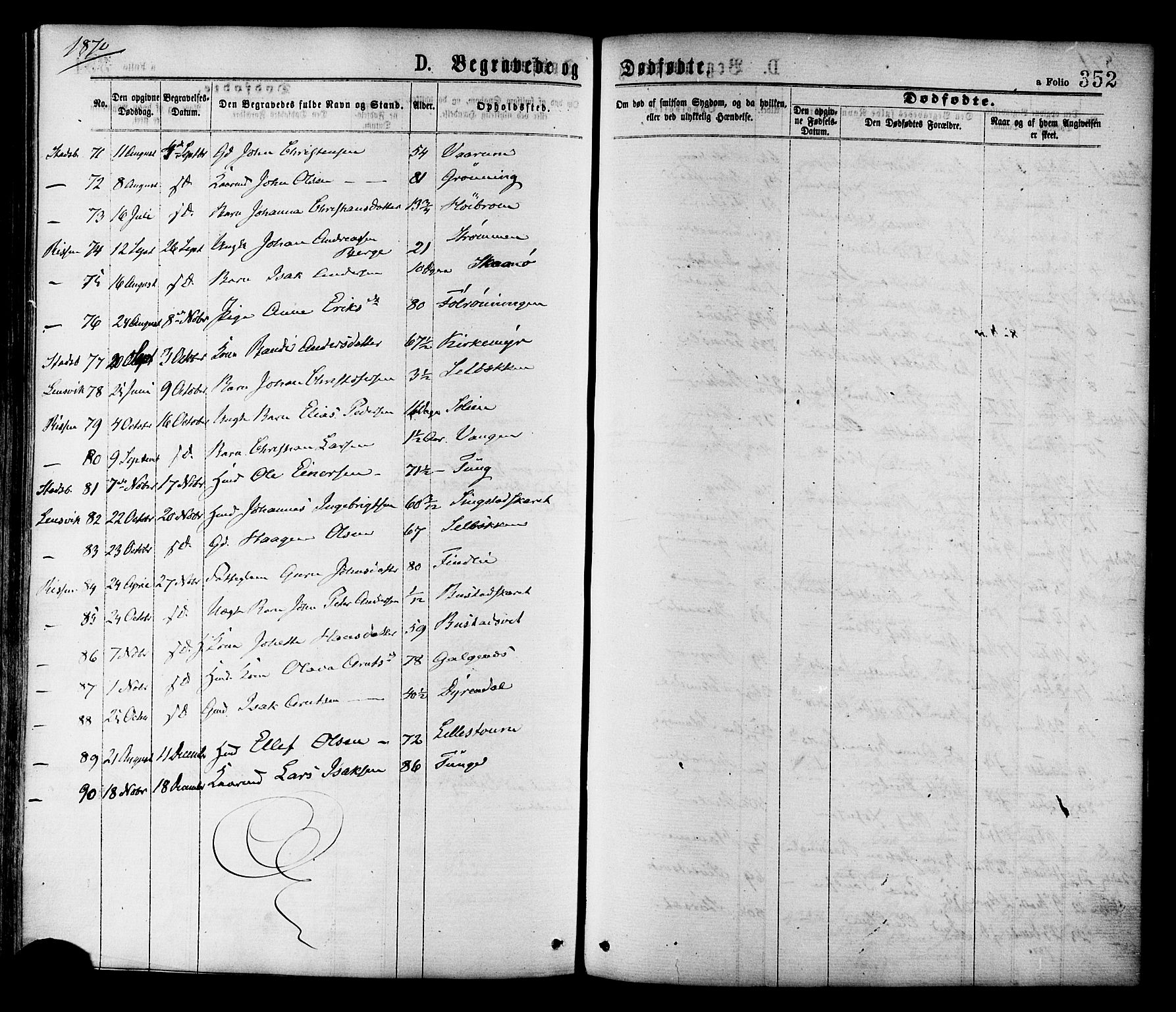 Ministerialprotokoller, klokkerbøker og fødselsregistre - Sør-Trøndelag, AV/SAT-A-1456/646/L0613: Parish register (official) no. 646A11, 1870-1884, p. 352