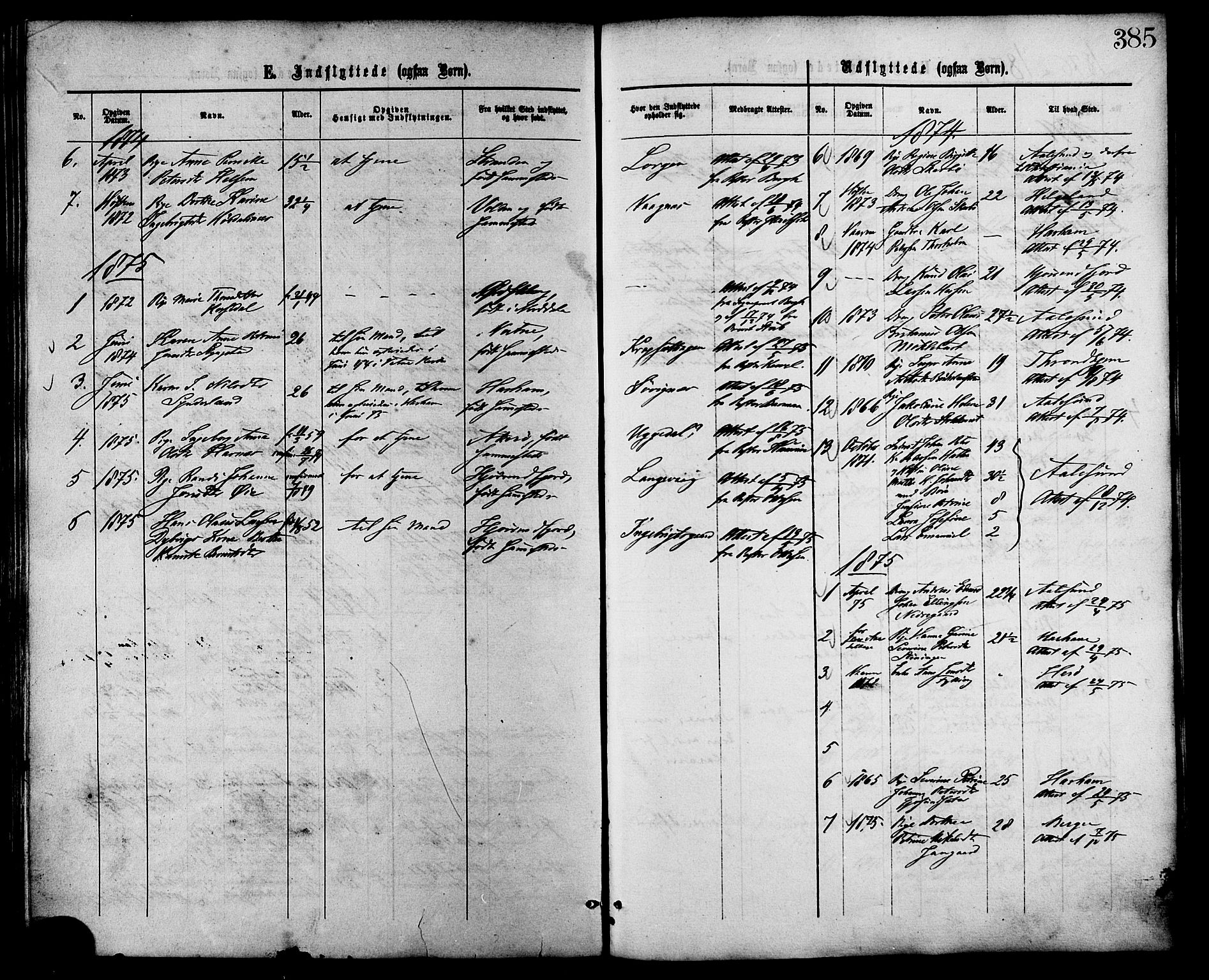 Ministerialprotokoller, klokkerbøker og fødselsregistre - Møre og Romsdal, AV/SAT-A-1454/528/L0399: Parish register (official) no. 528A10, 1864-1879, p. 385