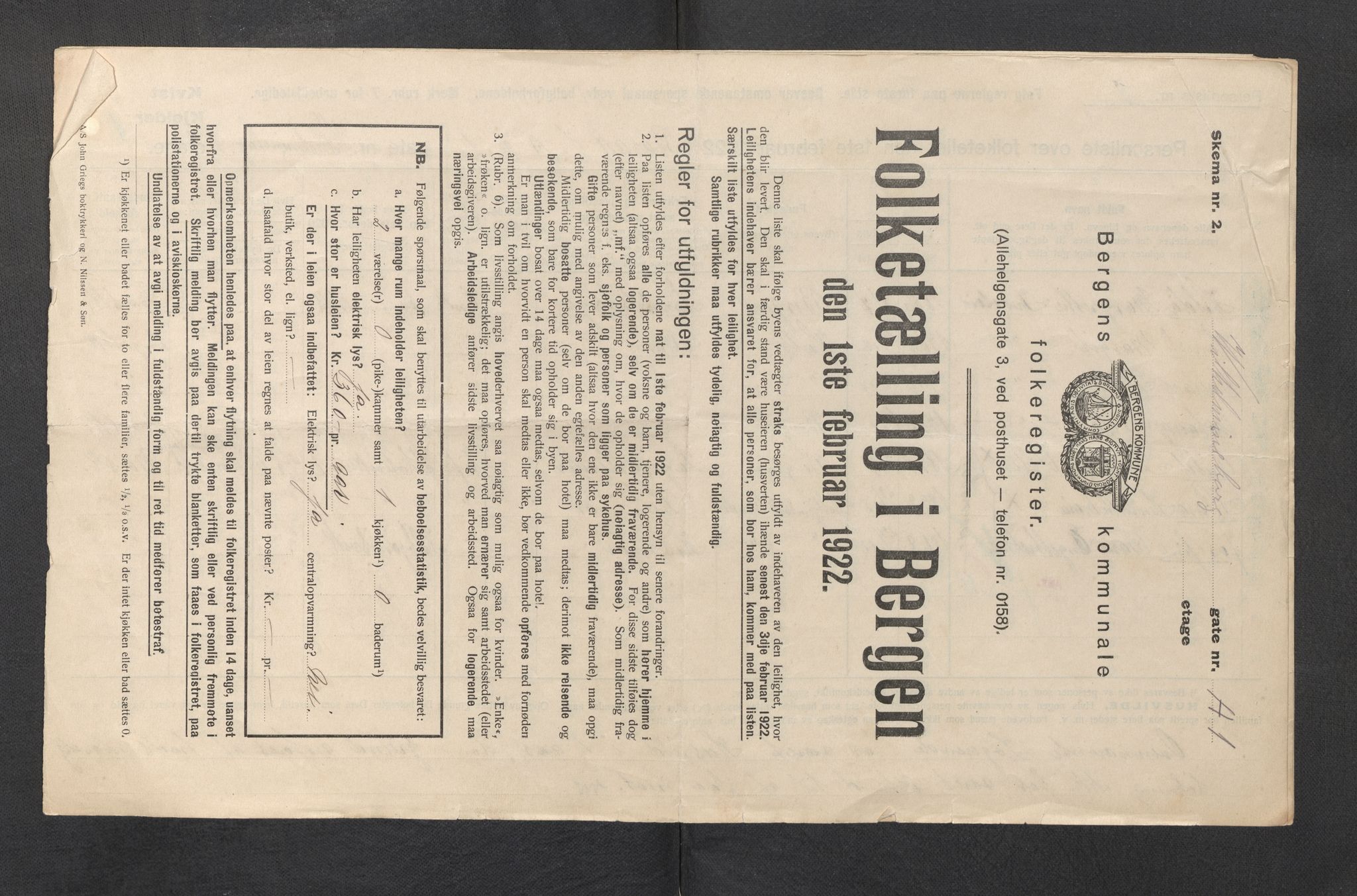 SAB, Municipal Census 1922 for Bergen, 1922, p. 47803