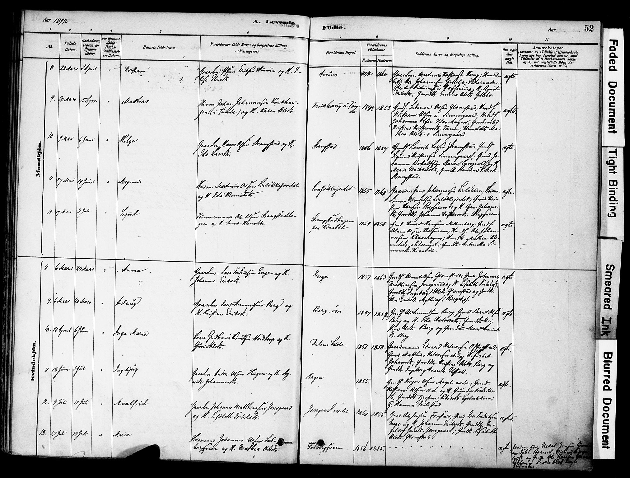 Øyer prestekontor, AV/SAH-PREST-084/H/Ha/Haa/L0009: Parish register (official) no. 9, 1878-1893, p. 52