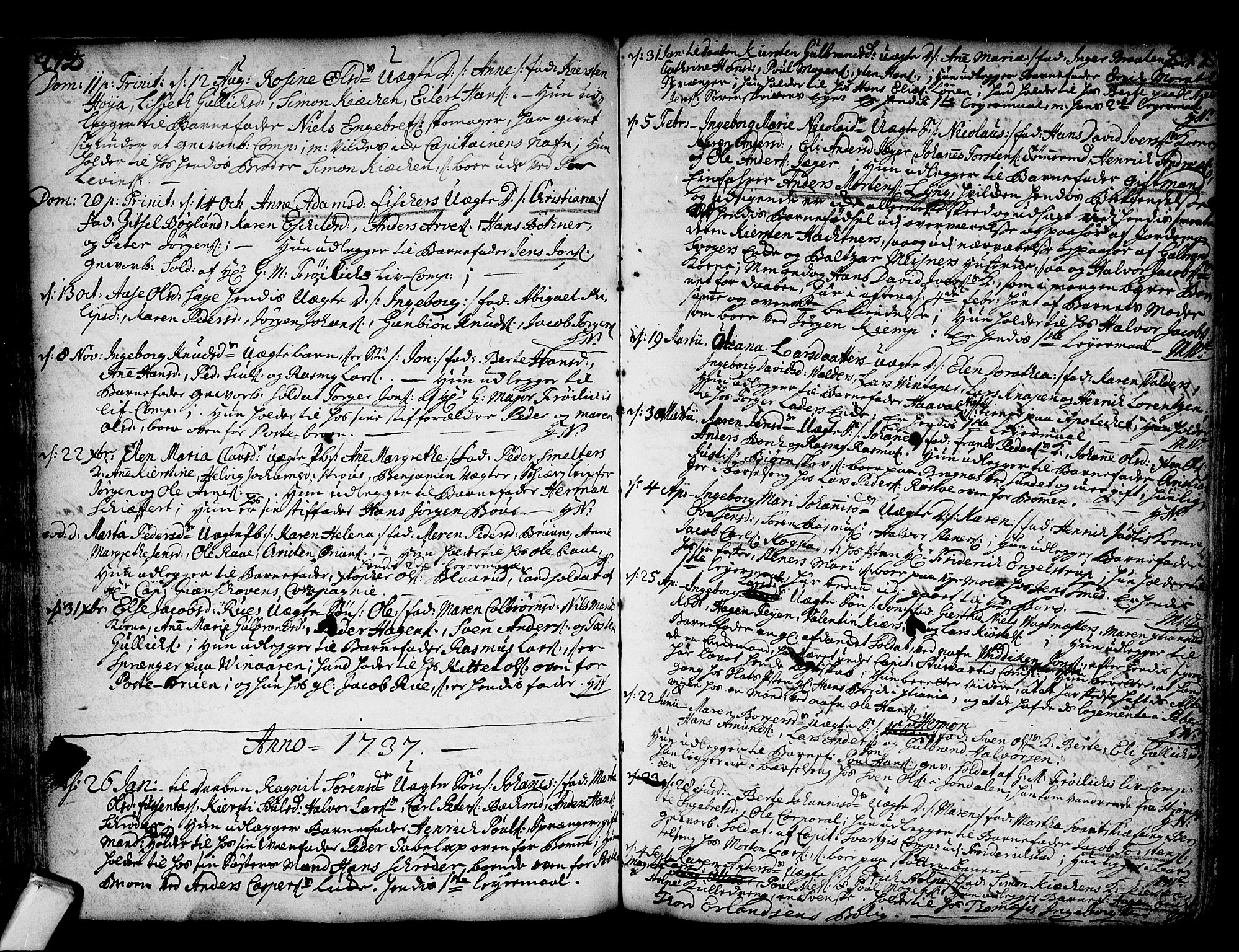 Kongsberg kirkebøker, AV/SAKO-A-22/F/Fa/L0002: Parish register (official) no. I 2, 1721-1743, p. 214-215