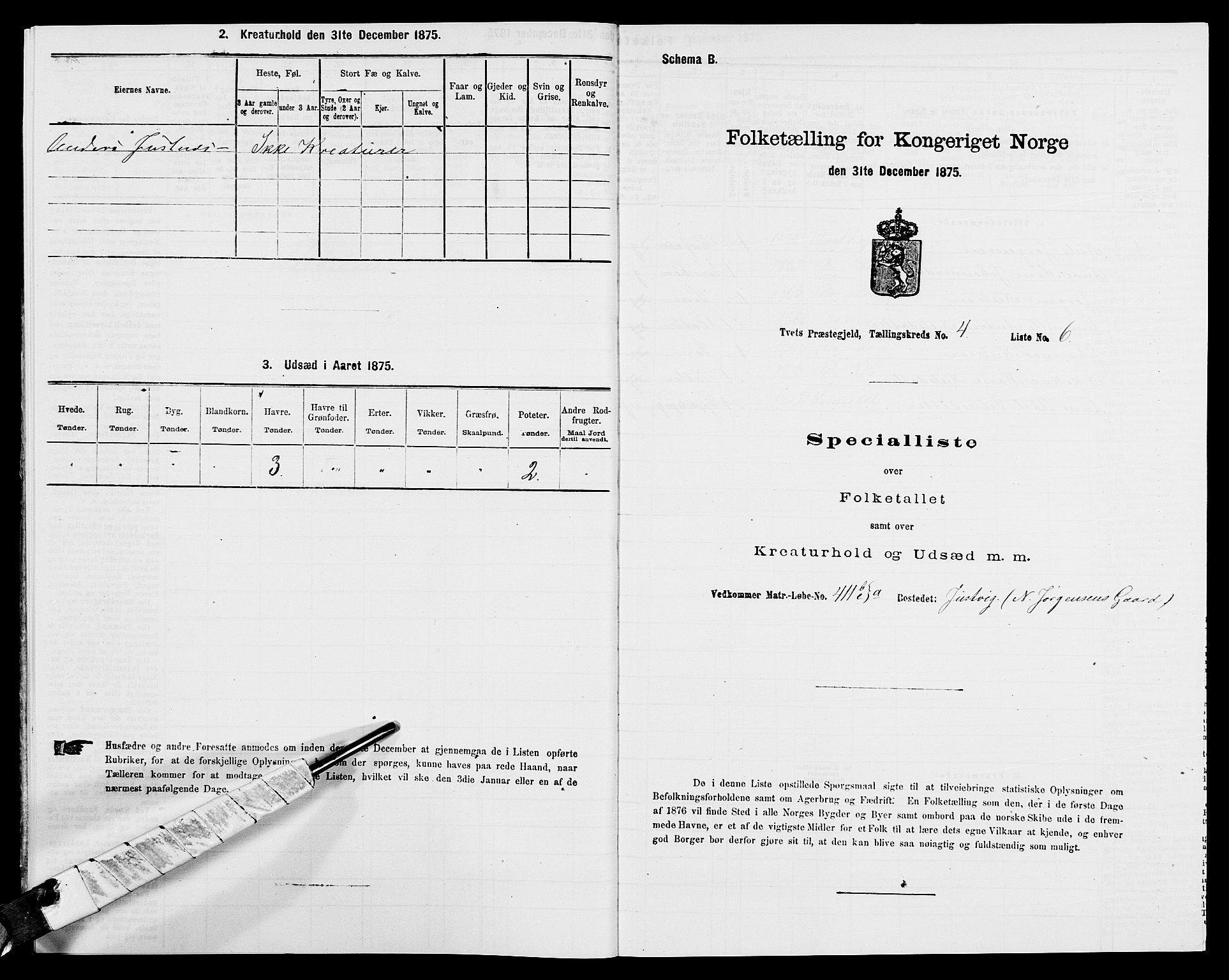 SAK, 1875 census for 1013P Tveit, 1875, p. 513