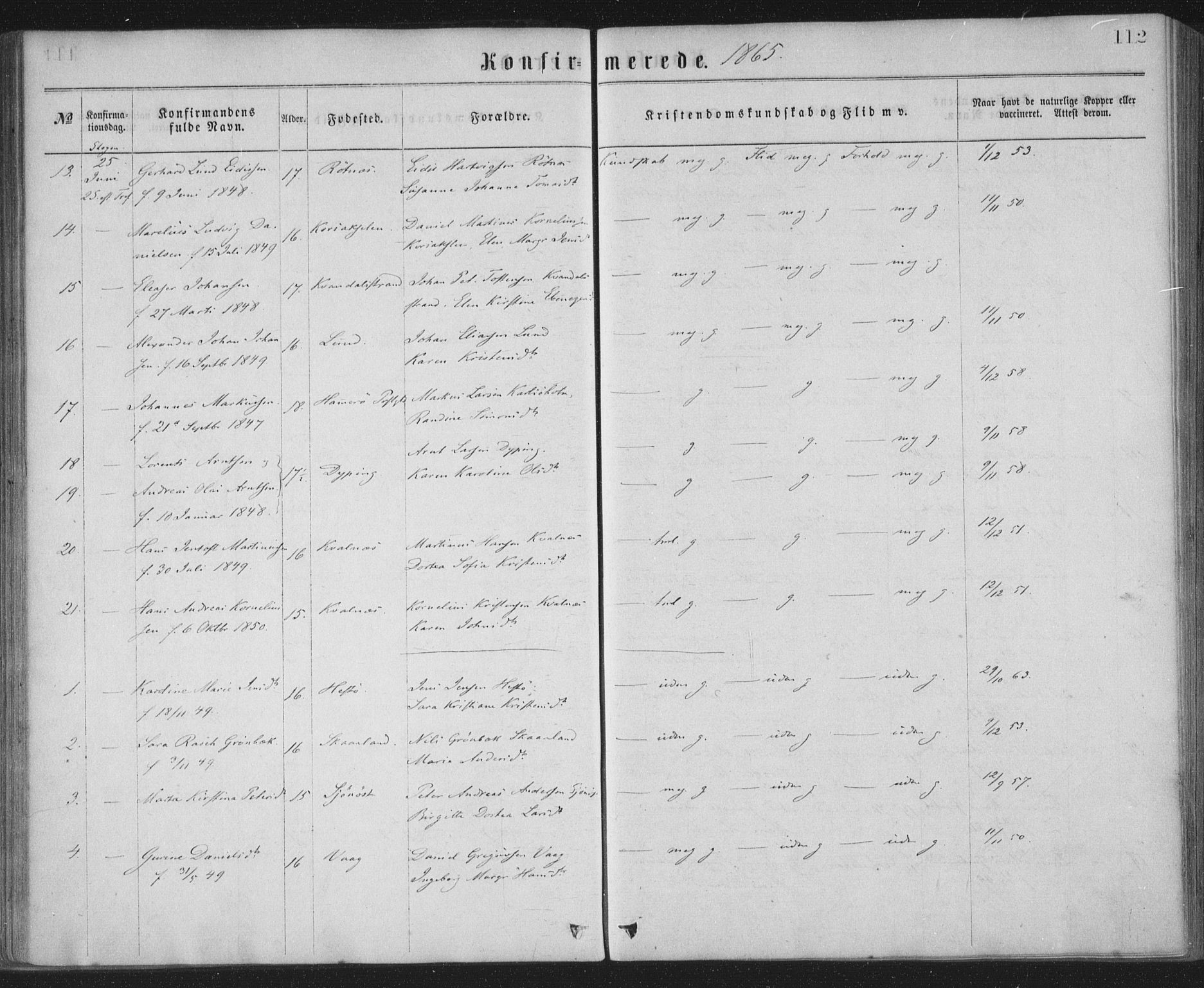 Ministerialprotokoller, klokkerbøker og fødselsregistre - Nordland, AV/SAT-A-1459/855/L0801: Parish register (official) no. 855A09, 1864-1874, p. 112