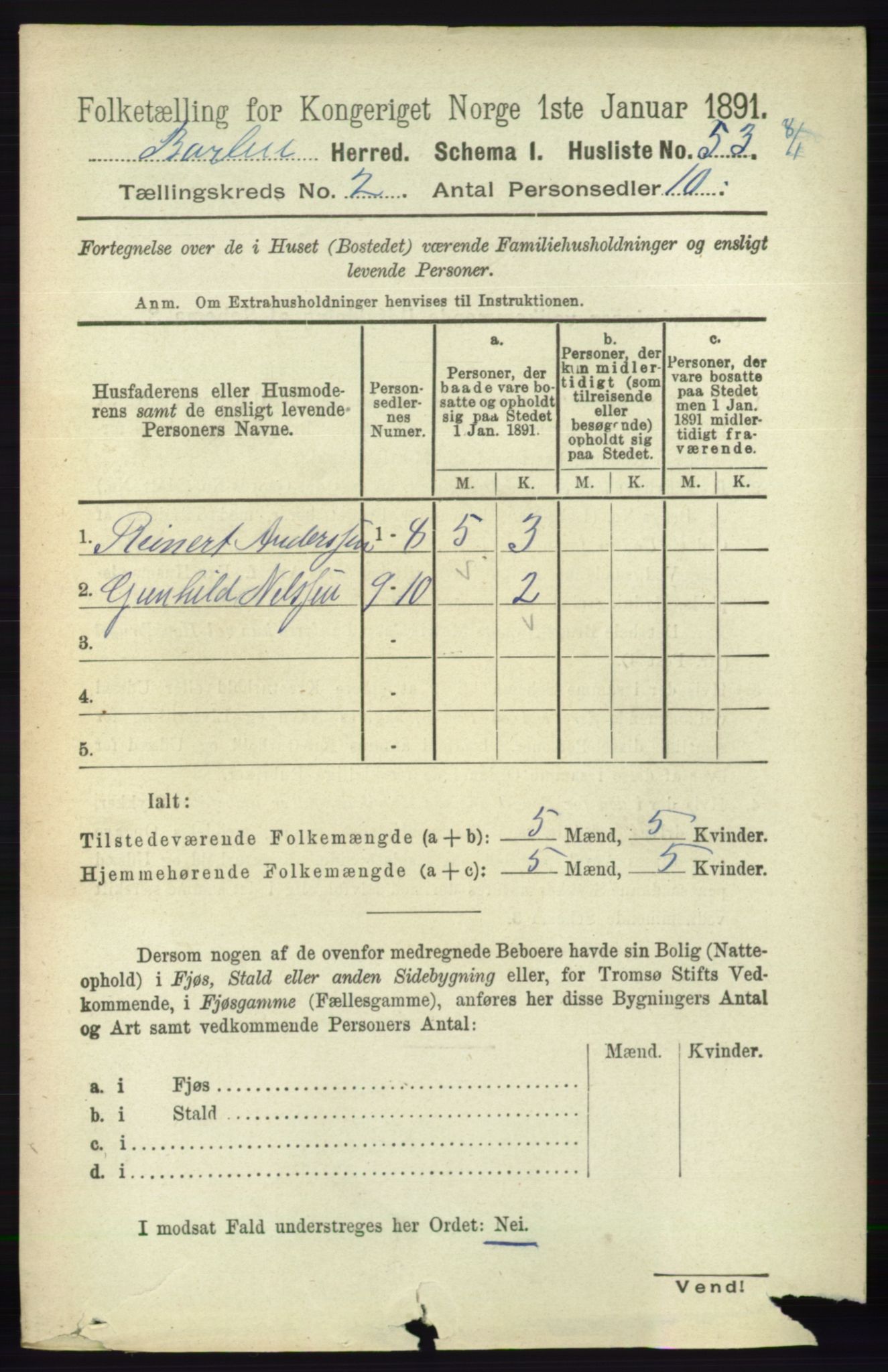 RA, 1891 census for 0990 Barbu, 1891, p. 895