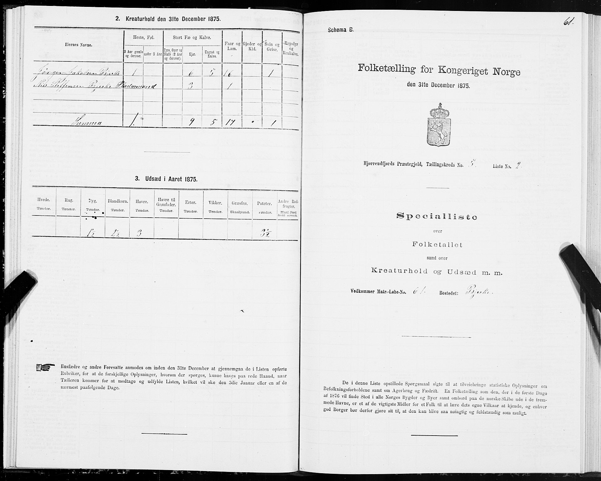 SAT, 1875 census for 1522P Hjørundfjord, 1875, p. 2061