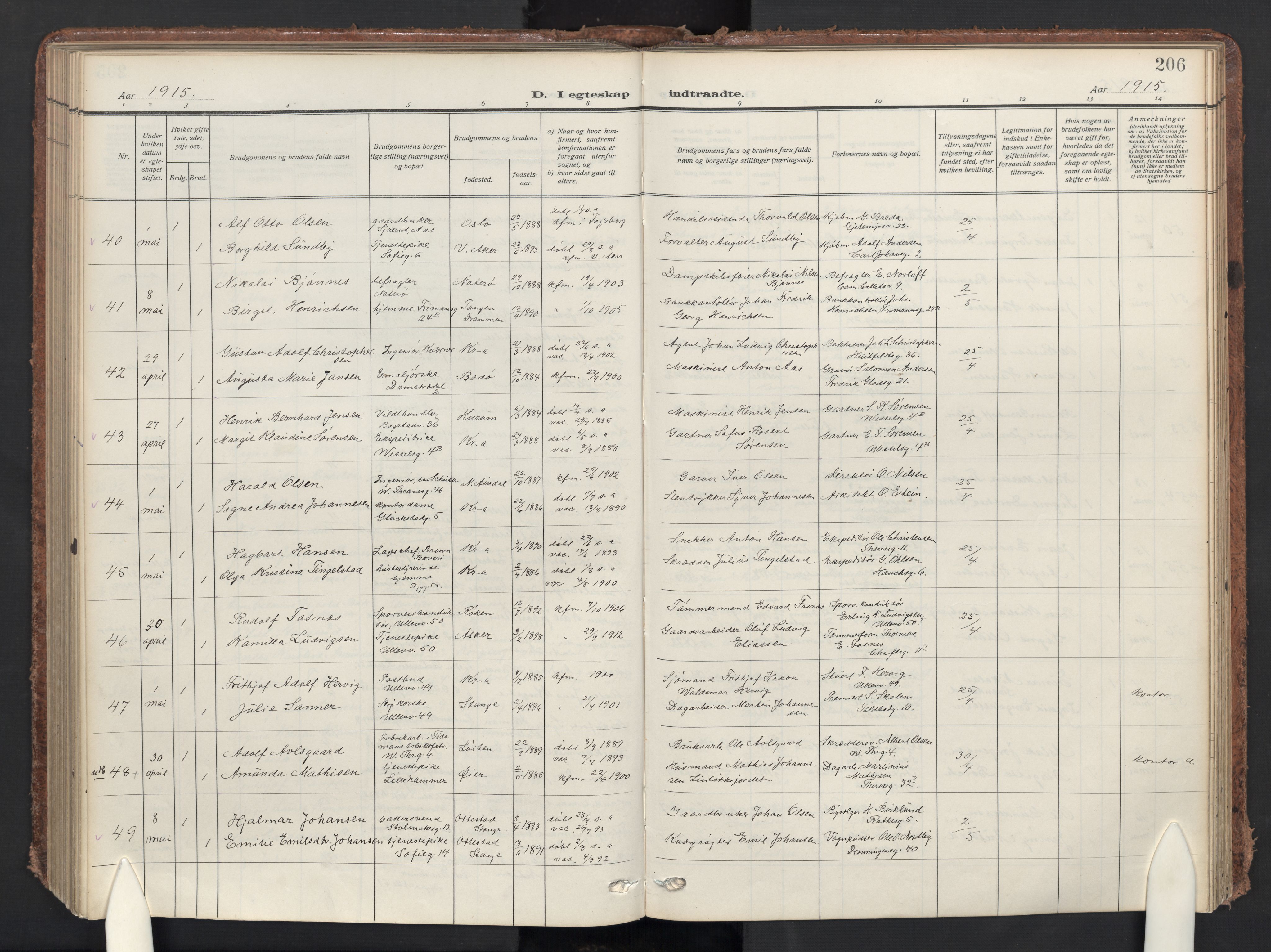 Gamle Aker prestekontor Kirkebøker, SAO/A-10617a/F/L0015: Parish register (official) no. 15, 1911-1924, p. 206