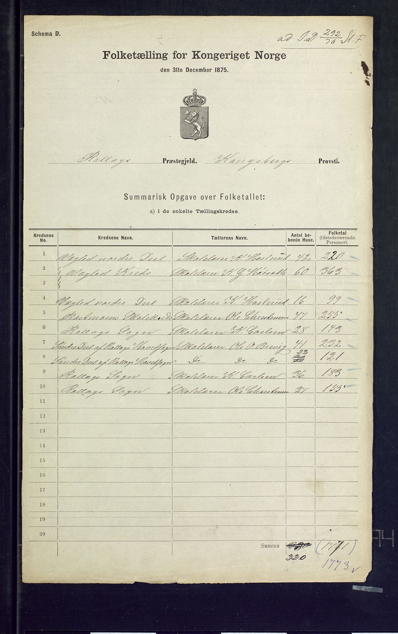 SAKO, 1875 census for 0632P Rollag, 1875, p. 38