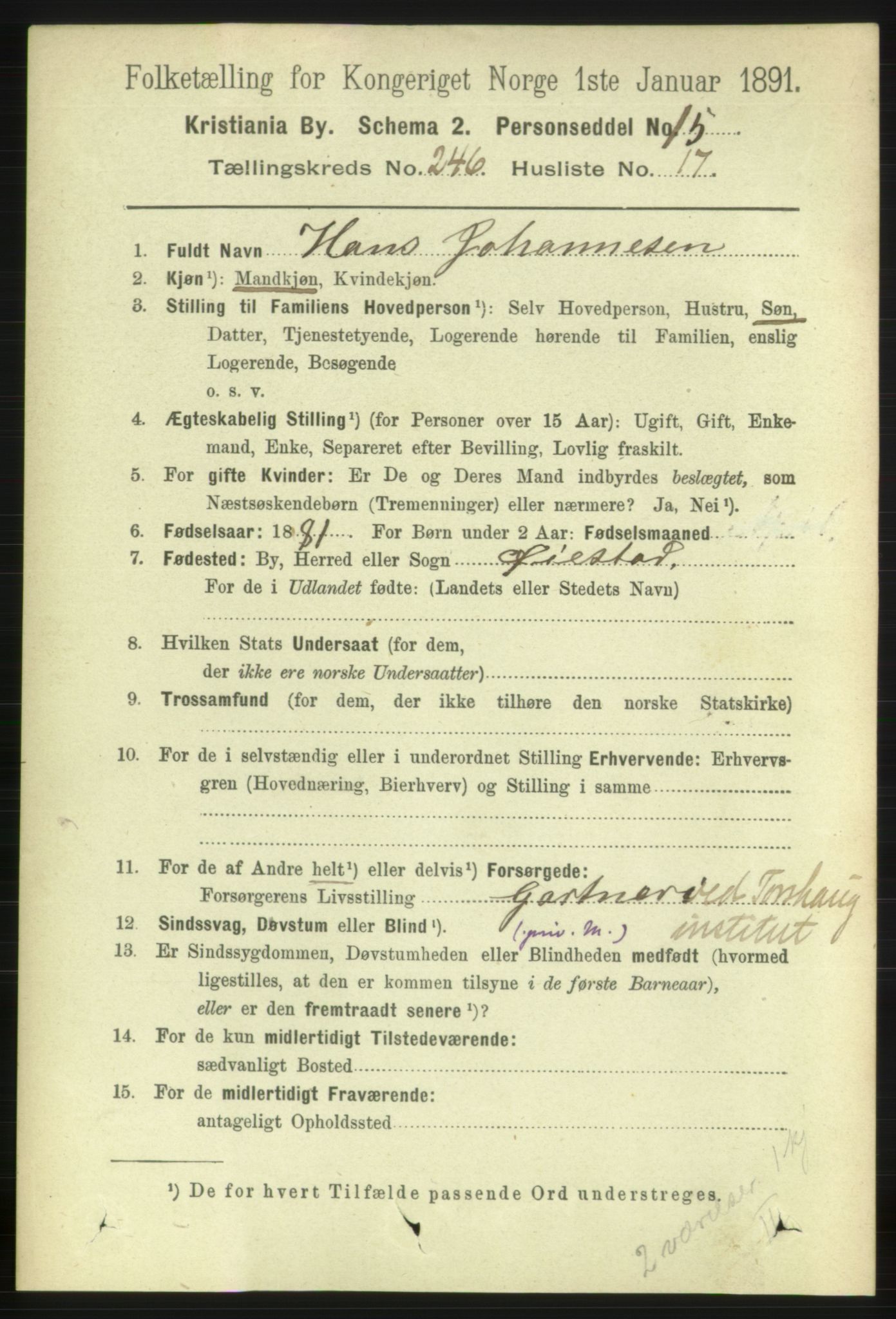 RA, 1891 census for 0301 Kristiania, 1891, p. 150390