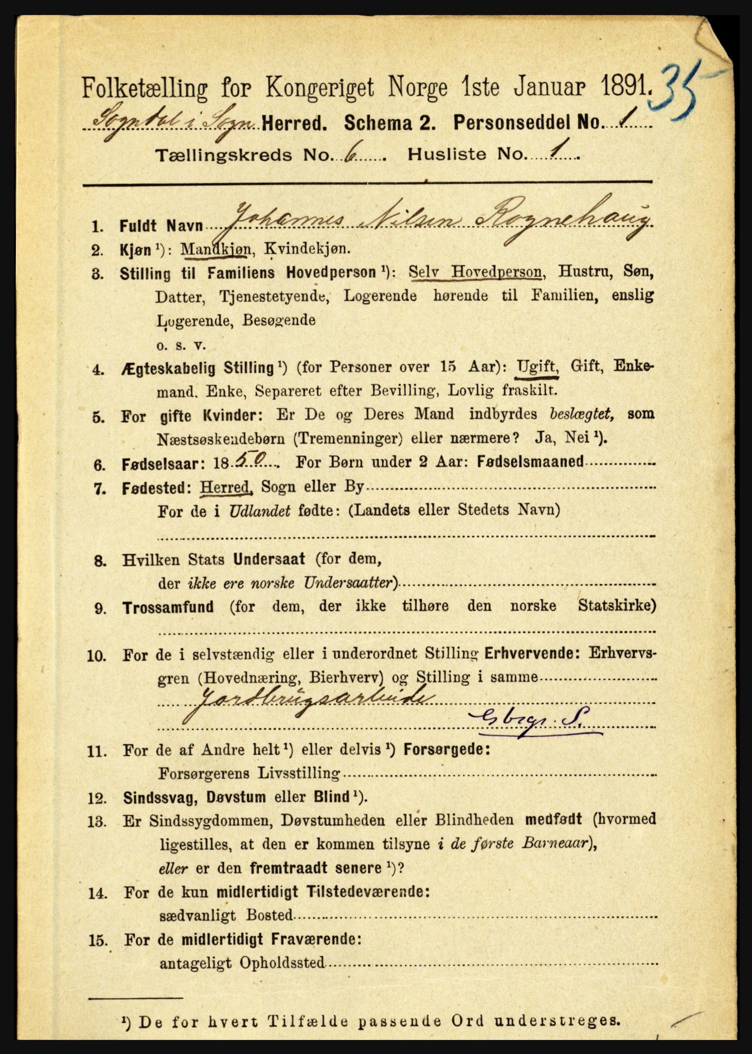 RA, 1891 census for 1420 Sogndal, 1891, p. 2603